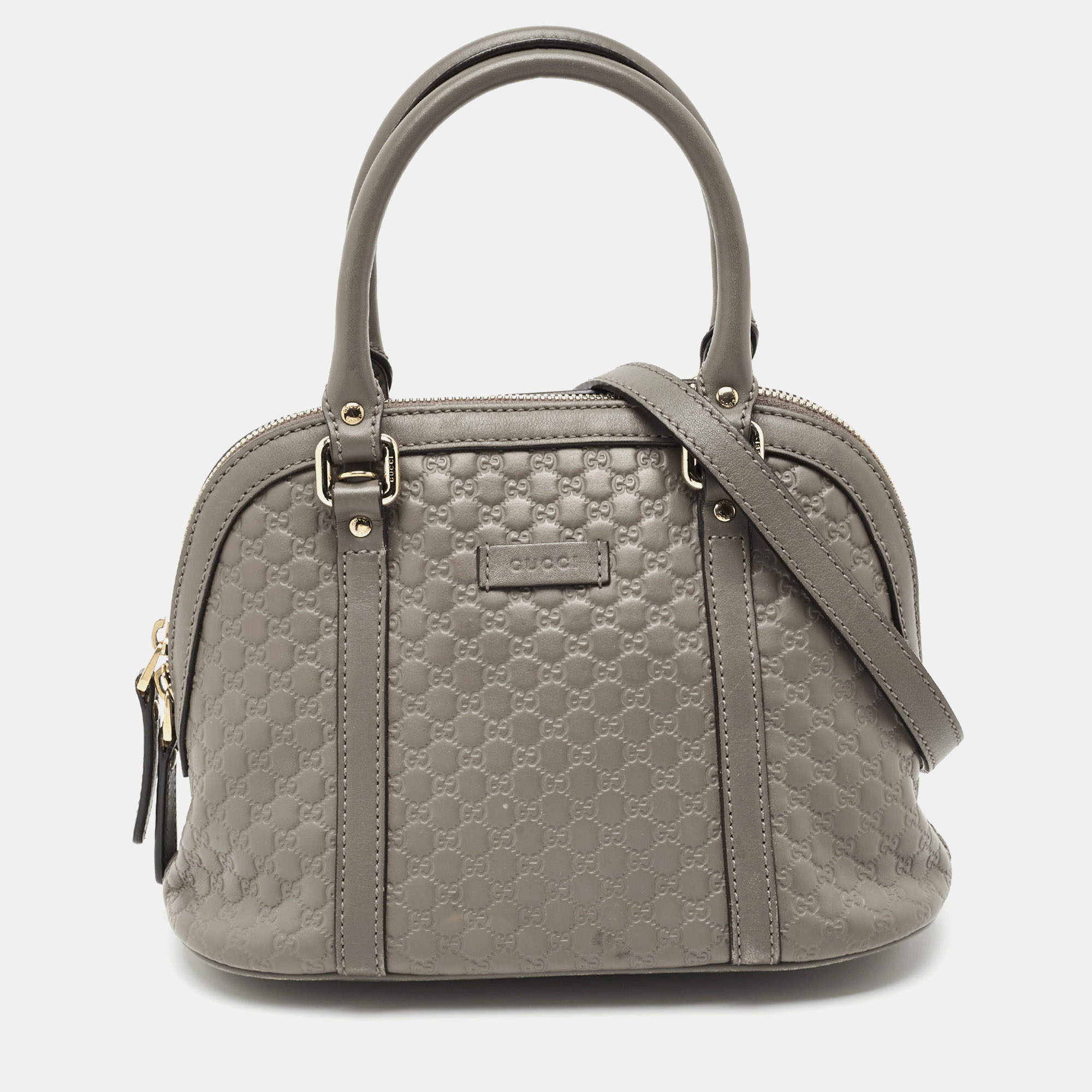 Pre Owned Gucci Grey Microguccissima Leather Mini Nice Dome Bag