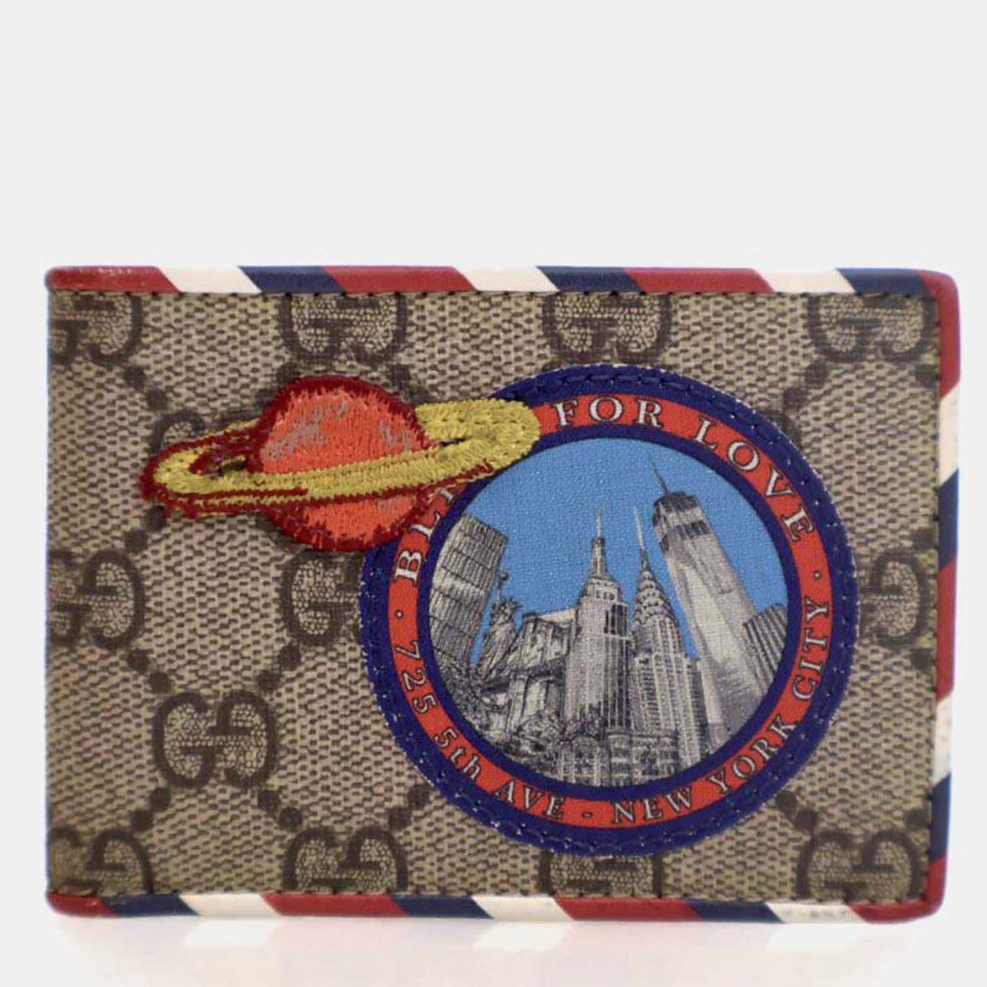 Pre Owned Gucci Courrier GG Supreme Bi Fold Wallet