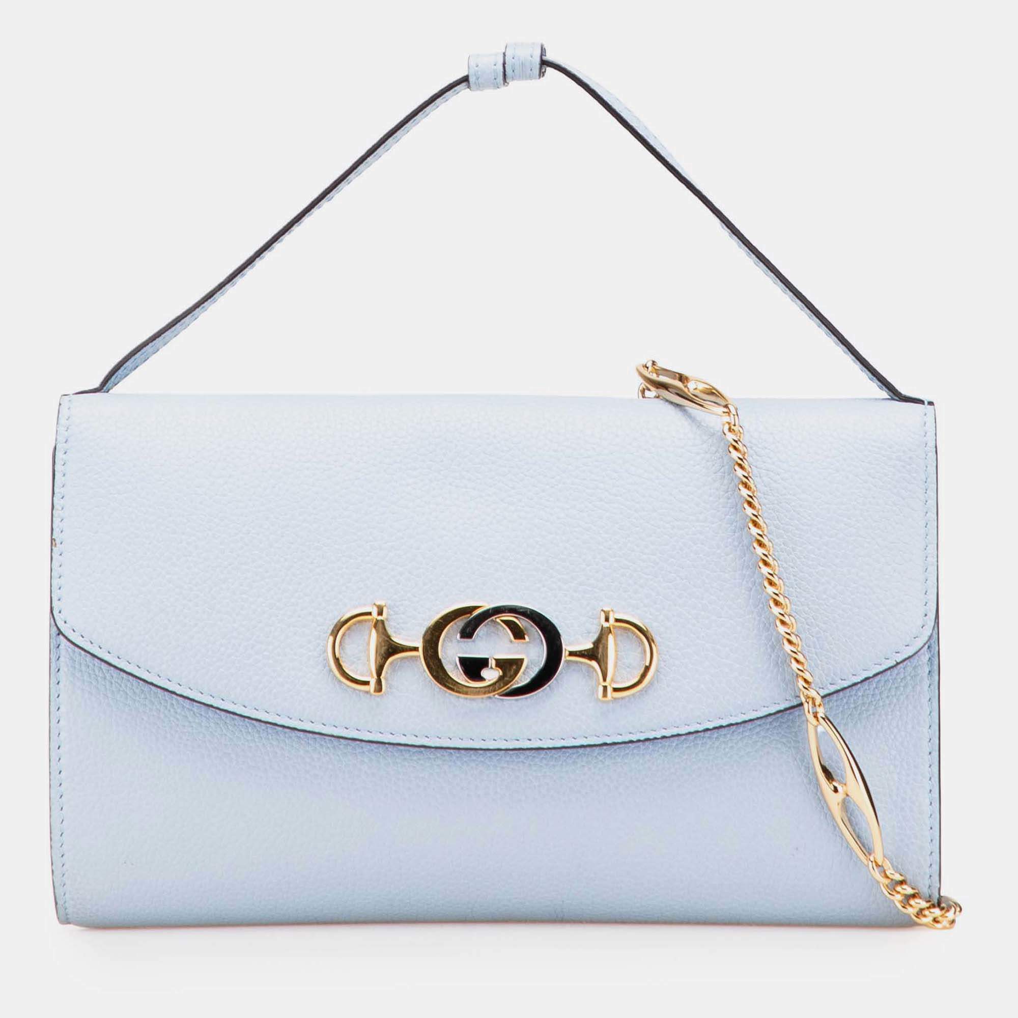 مملوكة مسبقًا Gucci Blue Small Leather Zumi Satchel