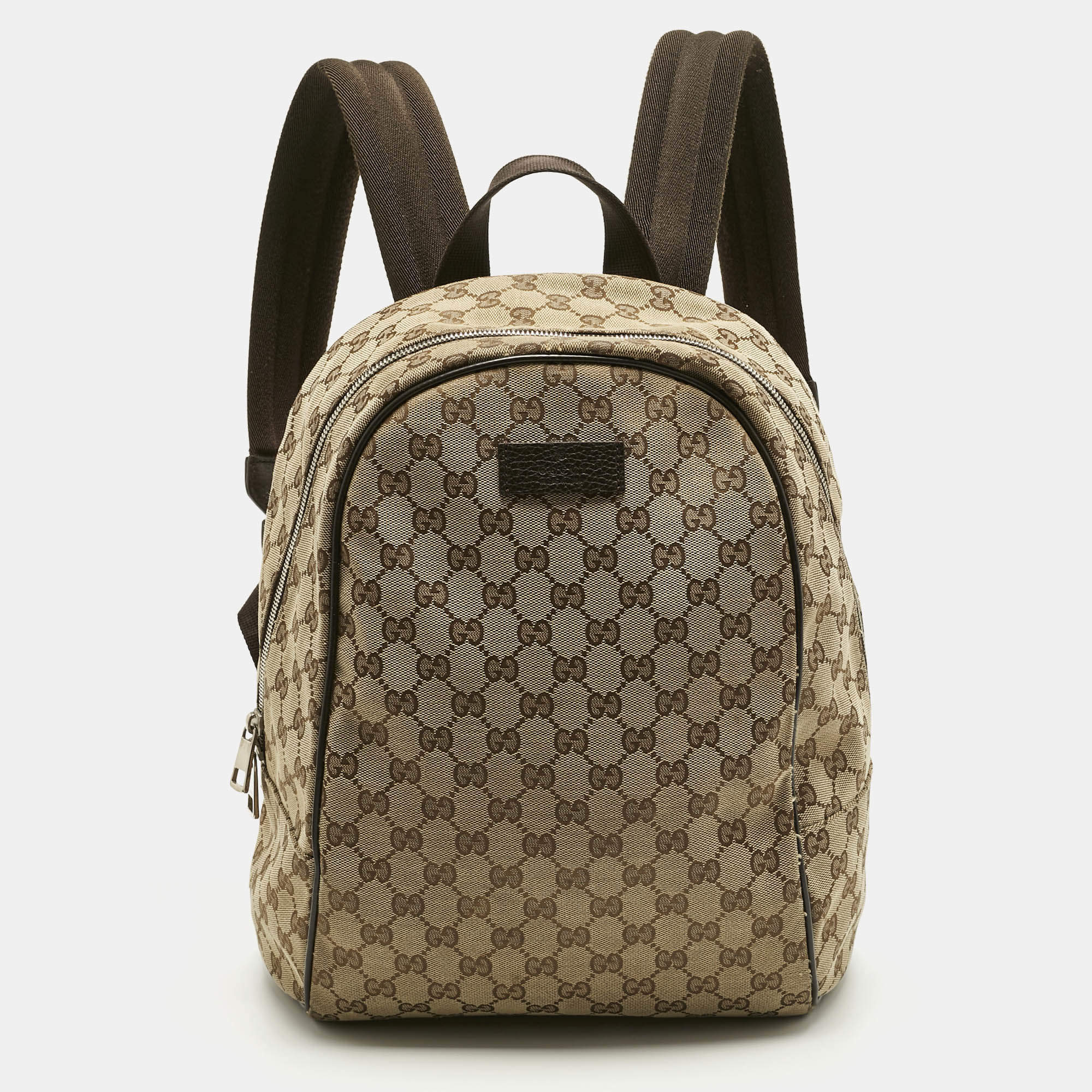 Pre Owned Gucci  Beige/Brown GG Canvas and Leather Rucksack Backpack