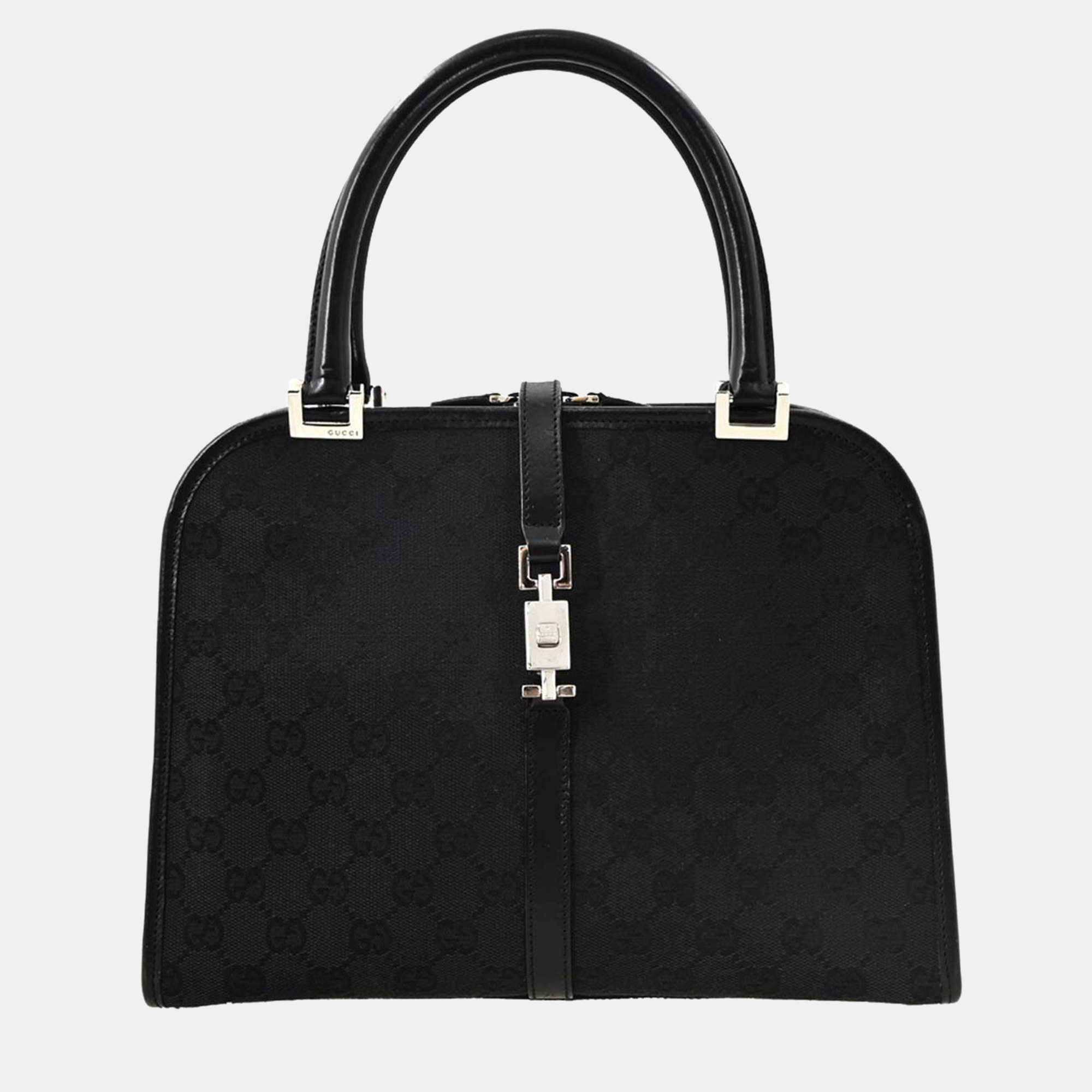 Pre Owned Gucci Black GG Jackie Handbag