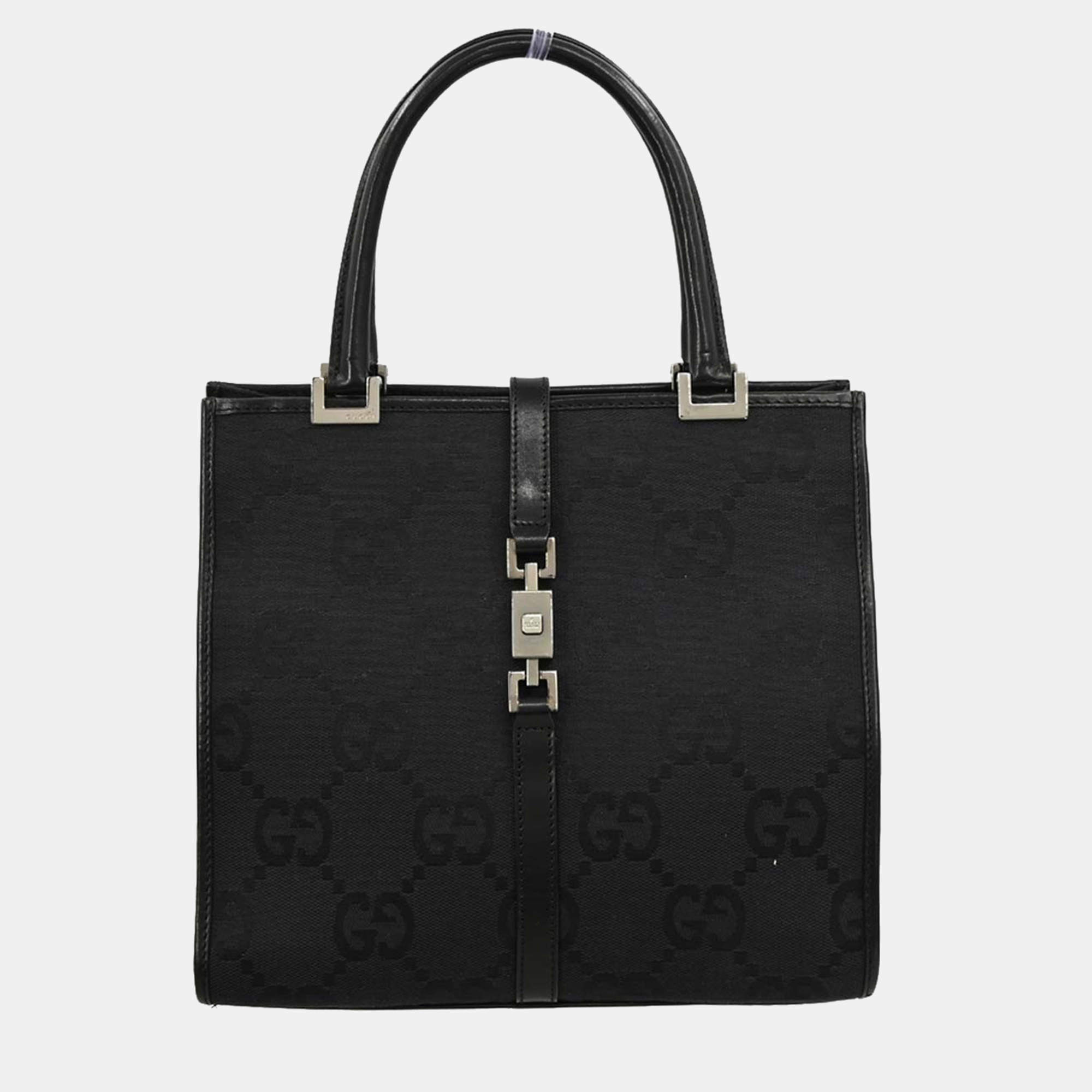 Pre Owned Gucci Black GG Jackie Handbag