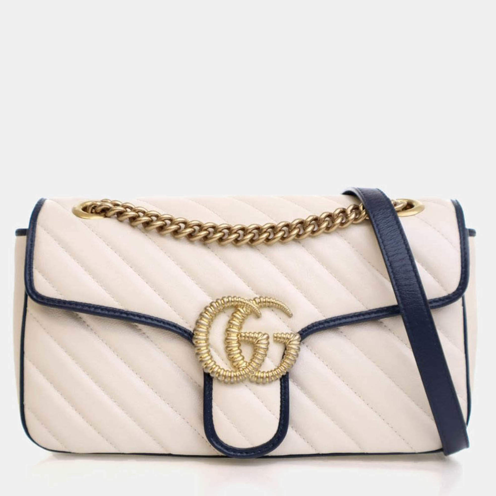 Pre Owned Gucci Small Calfskin Torchon GG Marmont Shoulder Bag