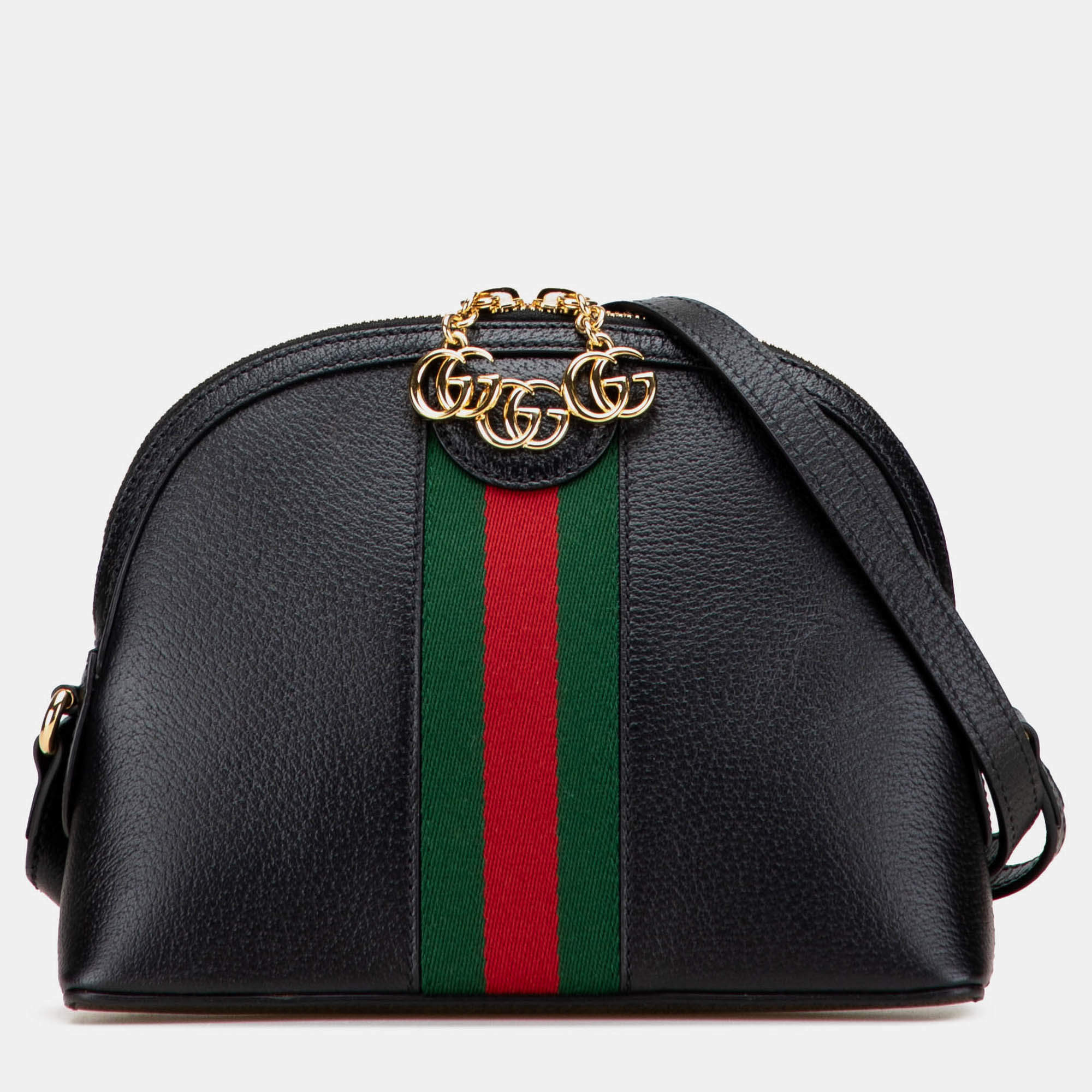 Pre Owned Gucci Black Small Calfskin Ophidia Dome Crossbody