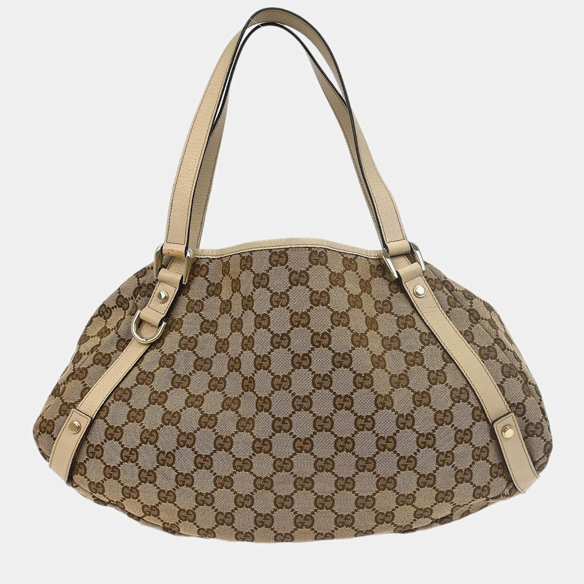 Pre Owned Gucci Beige Canvas GG Hobo Handbag