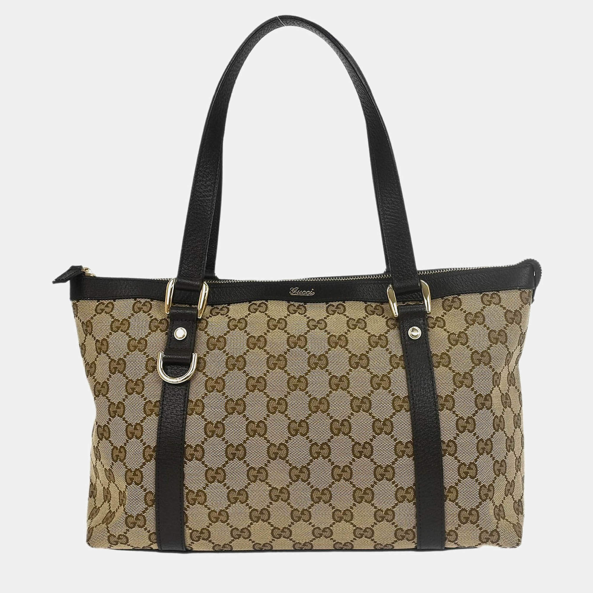 Pre Owned Gucci Beige GG Canvas Tote Bag