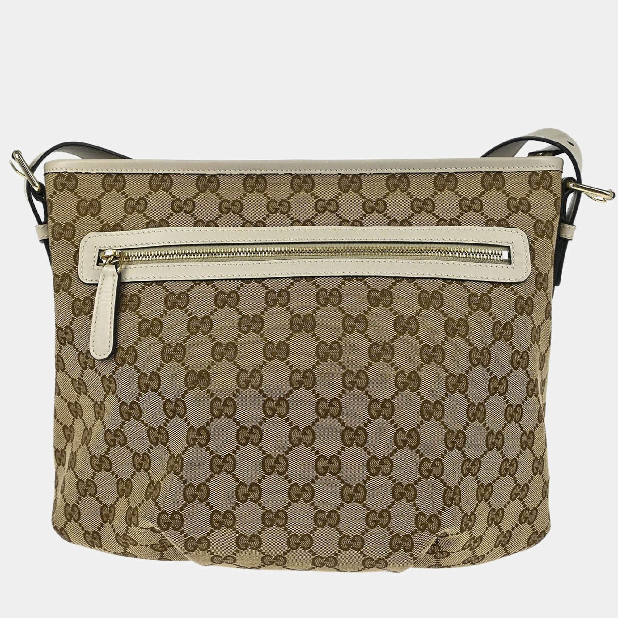 Pre Owned Gucci Beige GG Shoulder Bag