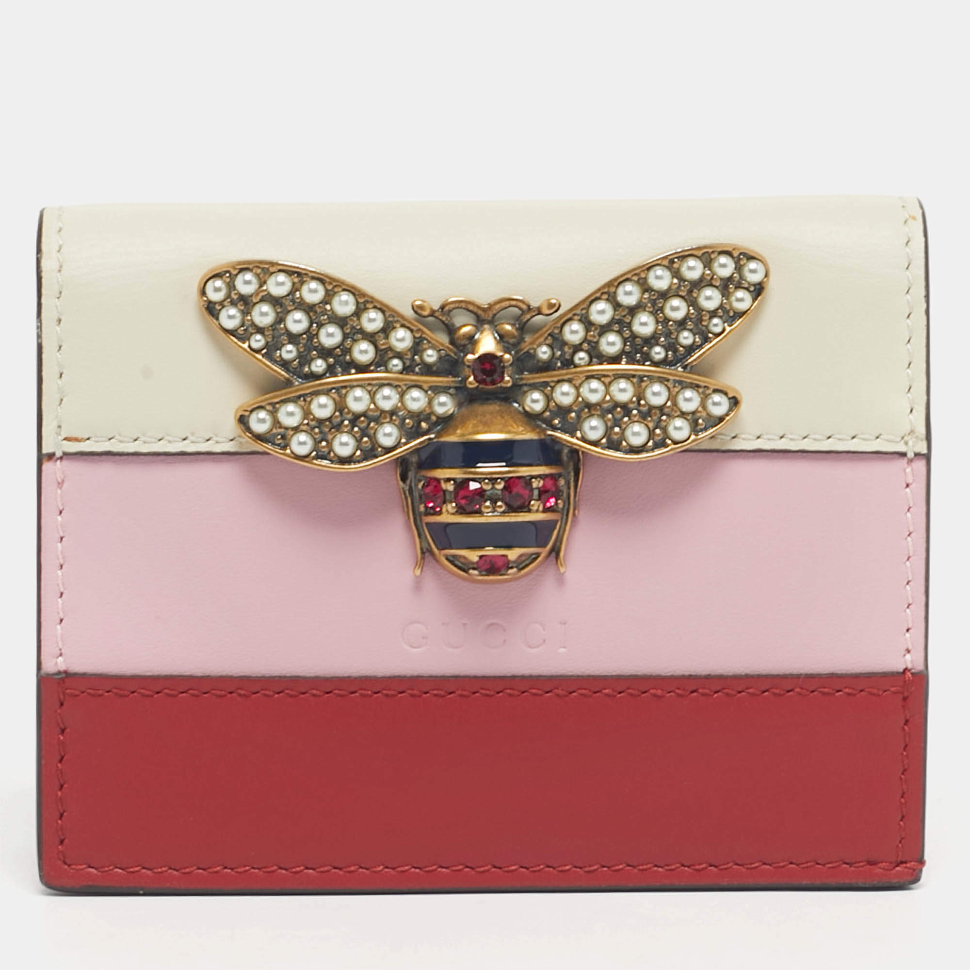 مملوكة مسبقًا محفظة غوتشي جلد متعددة الألوان شريط الملكة مارغريت كارد