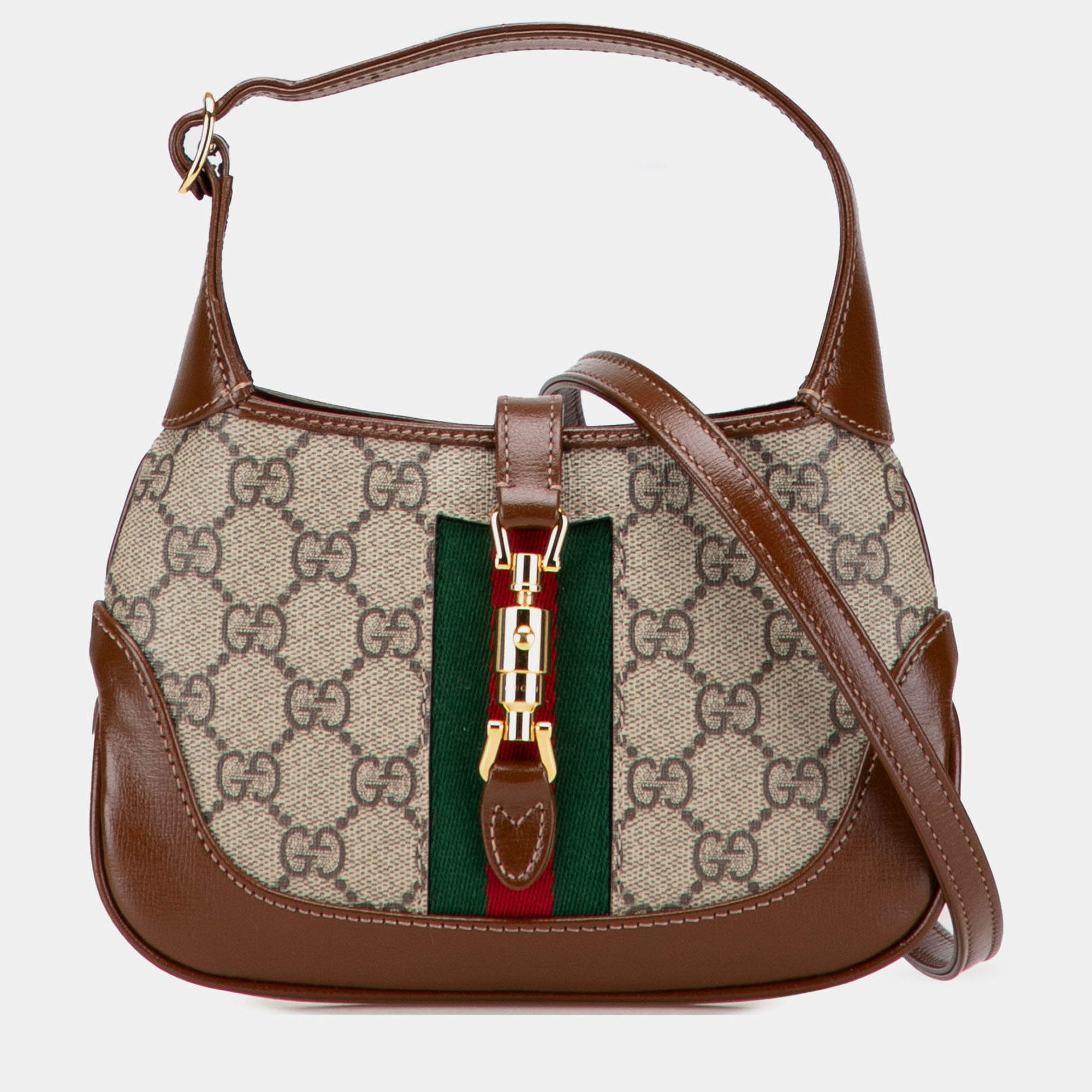 Pre Owned Gucci Brown Mini GG Supreme Jackie 1961 Crossbody