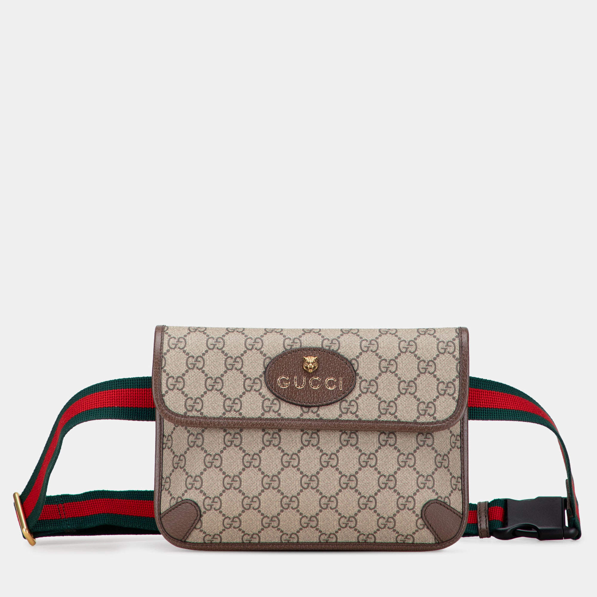 Pre Owned Gucci Beige Brown GG Supreme Web Neo Vintage Belt Bag