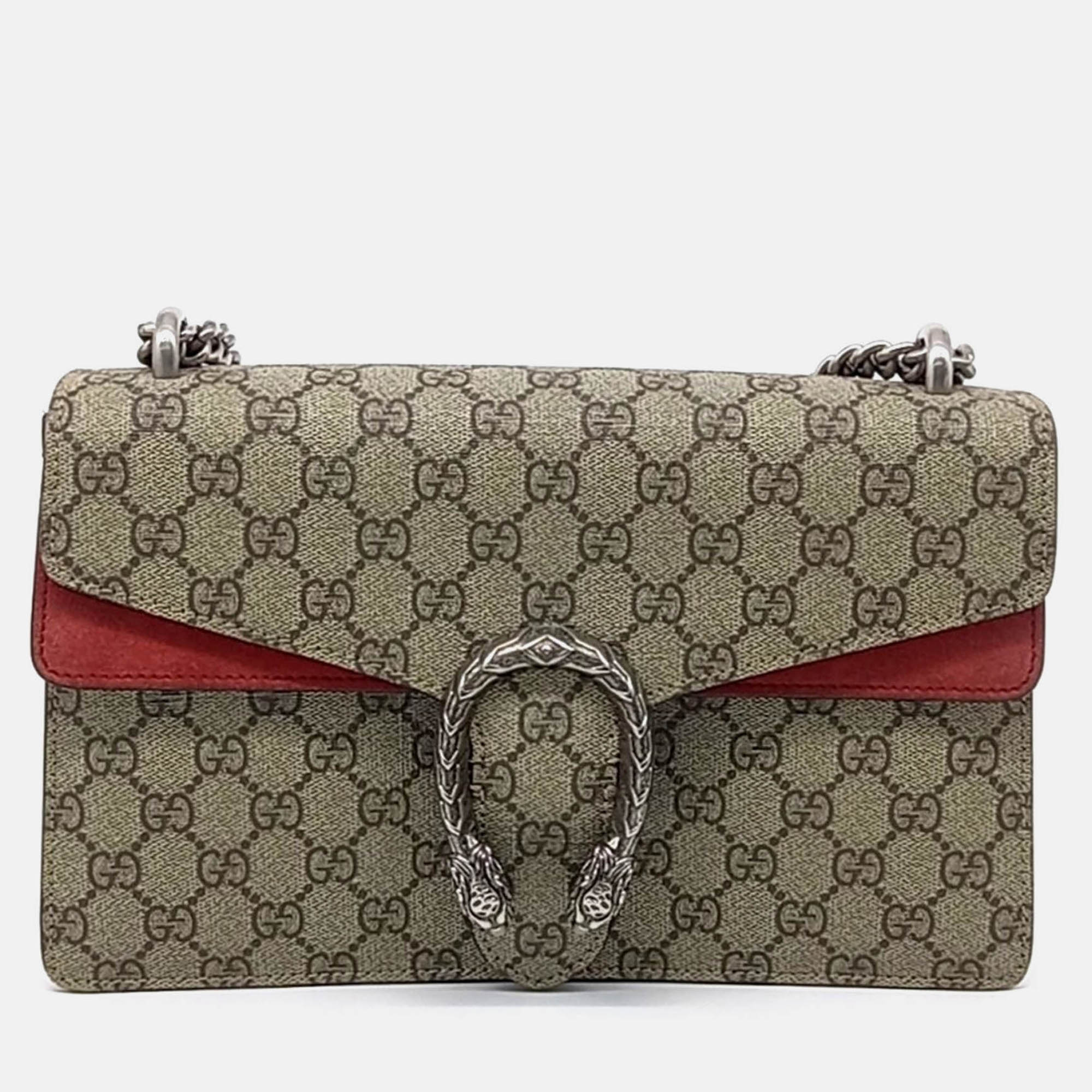 Pre Owned Gucci Beige PVC Dionysus Chain Shoulder Bag