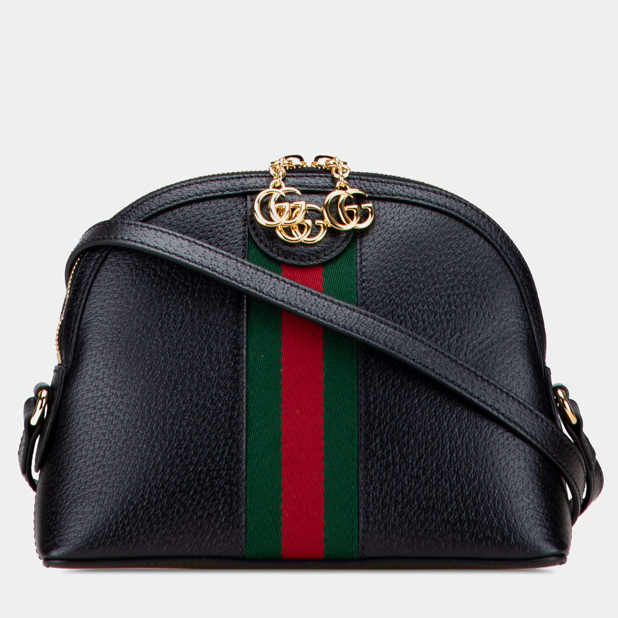 Pre Owned Gucci Black Small Calfskin Ophidia Dome Crossbody