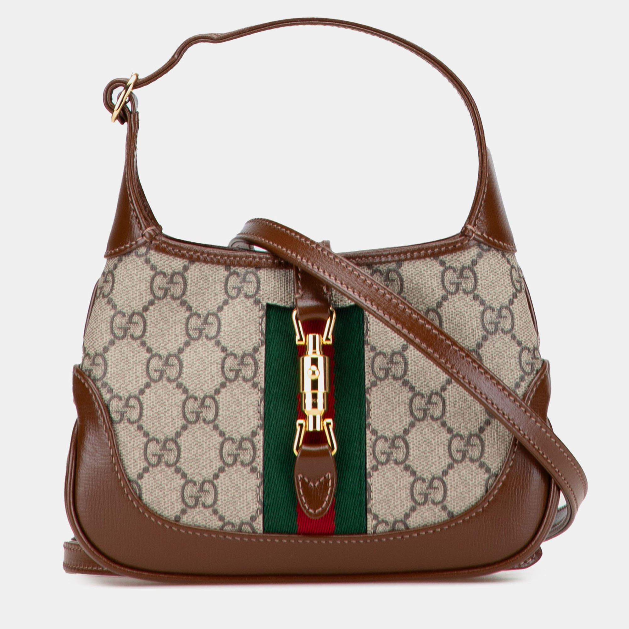 Pre Owned Gucci Brown Mini GG Supreme Jackie 1961 Crossbody