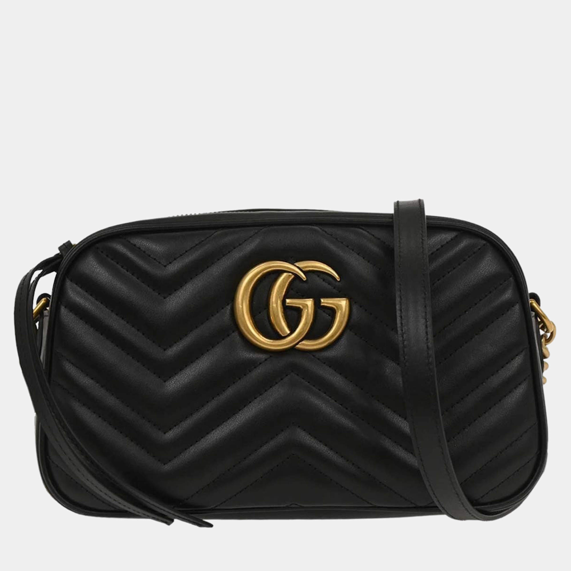 Pre Owned حقيبة كاميرا صغيرة غوتشي جي جي مارمونت سوداء