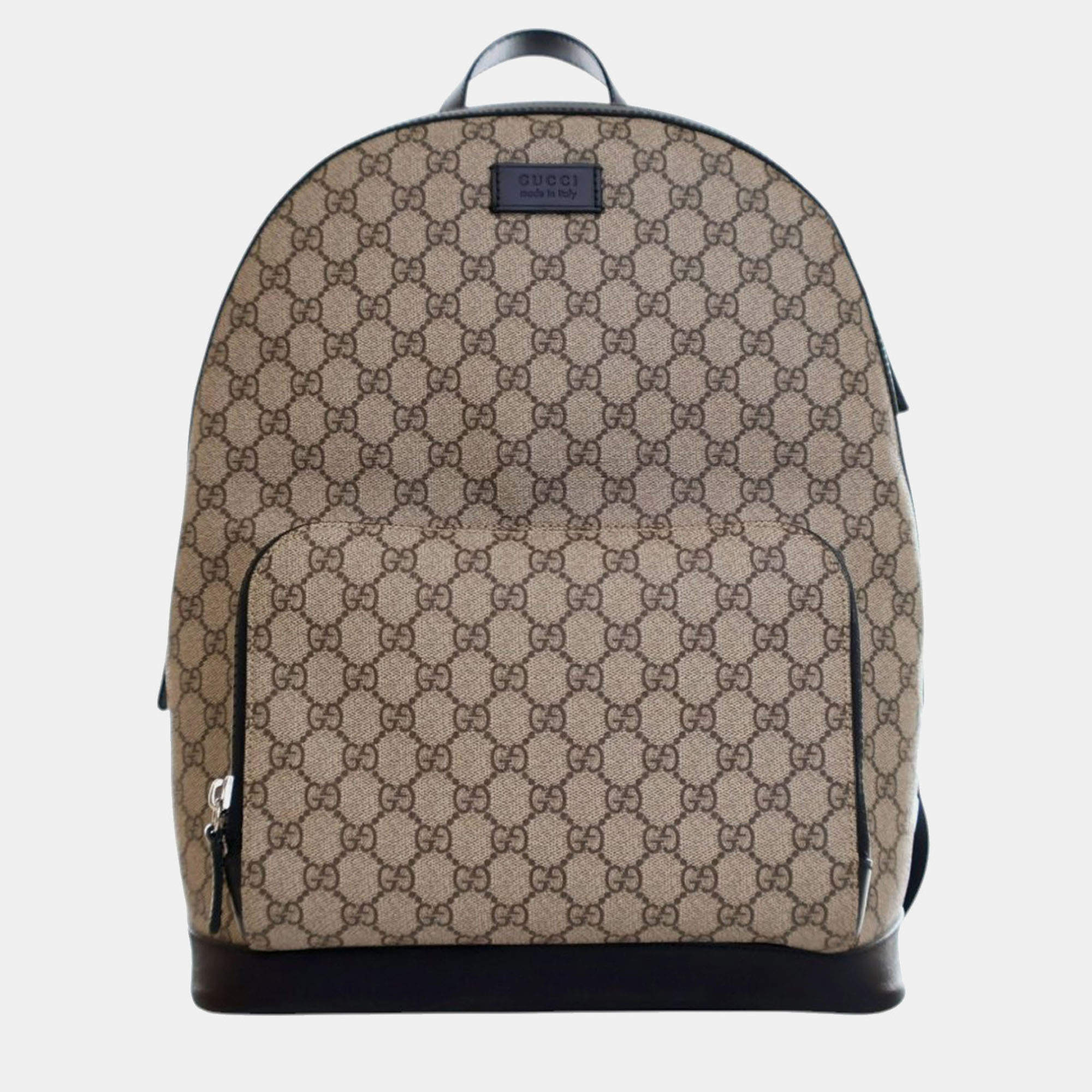 Pre Owned Gucci Beige Brown Medium GG Supreme Eden Backpack