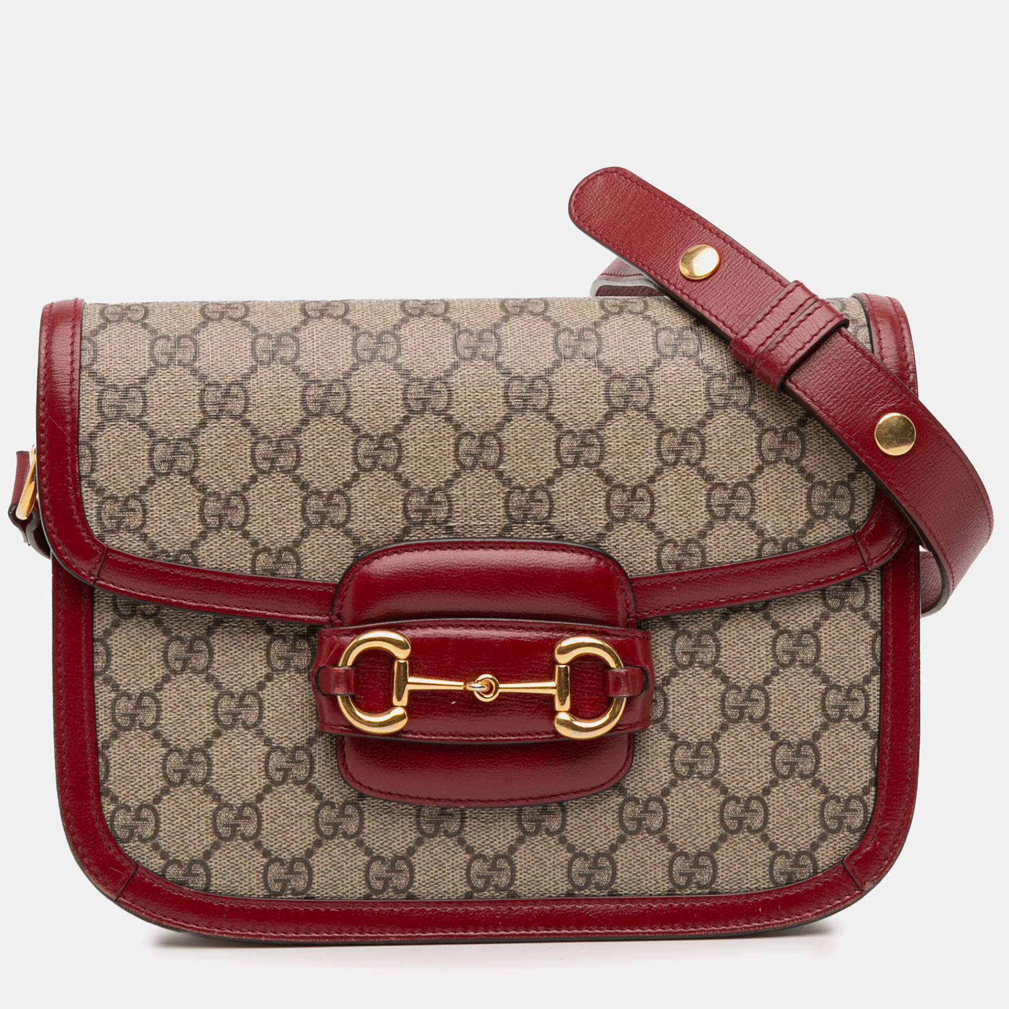 Pre Owned Gucci Beige Small GG Supreme Horsebit 1955 Crossbody
