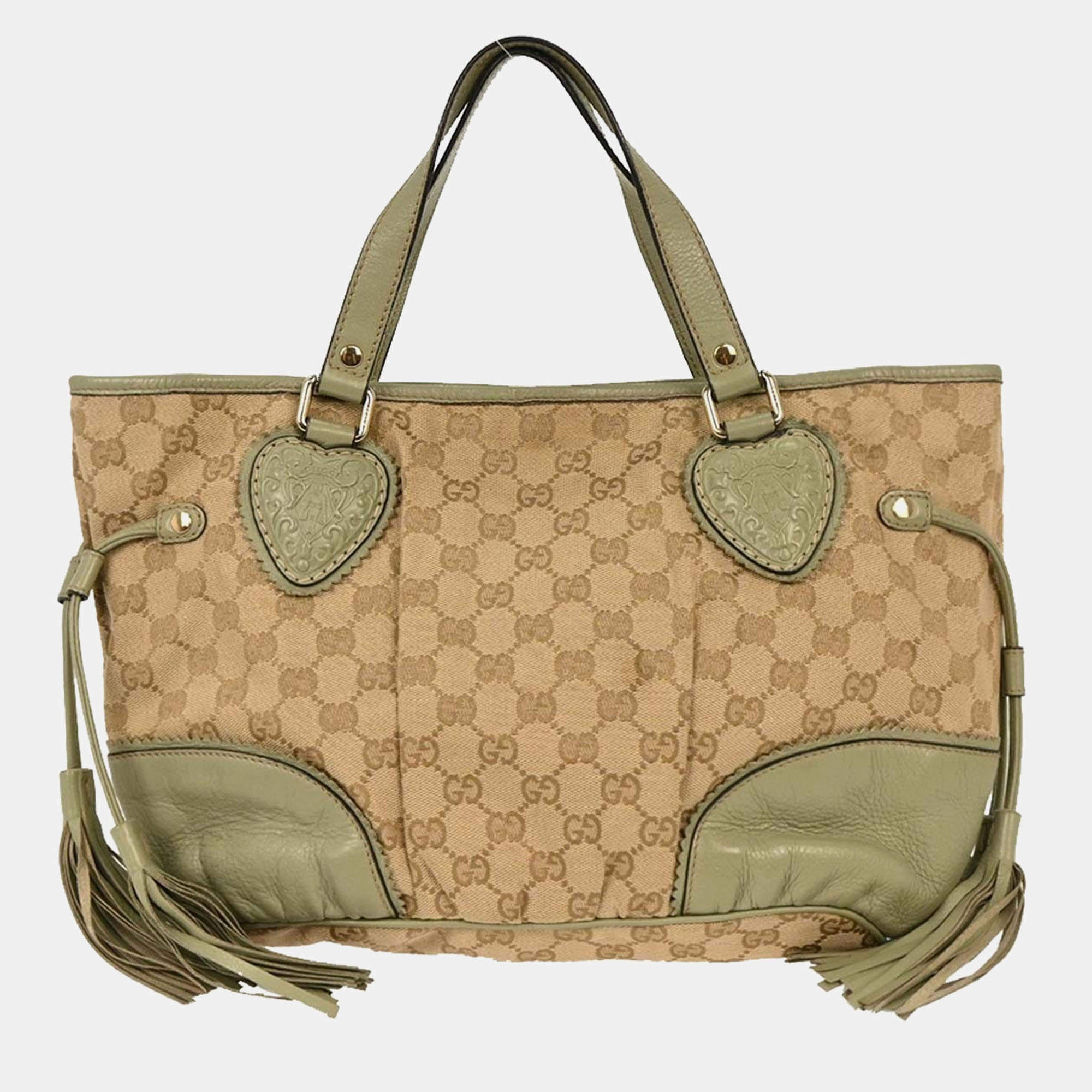Pre Owned Gucci Beige Canvas GG Tote Handbag