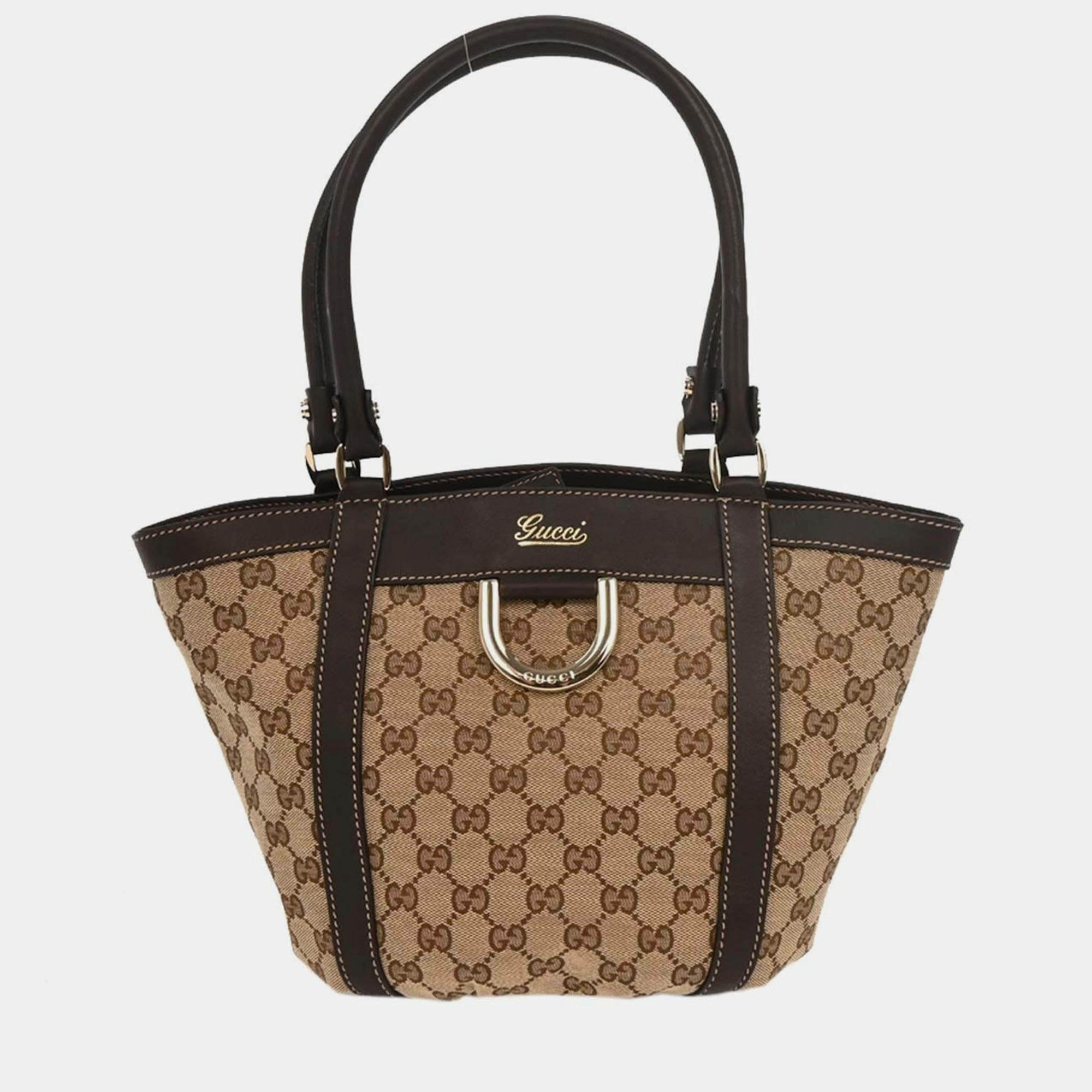 Pre Owned Gucci Beige Canvas GG Tote Handbag 211983 204991