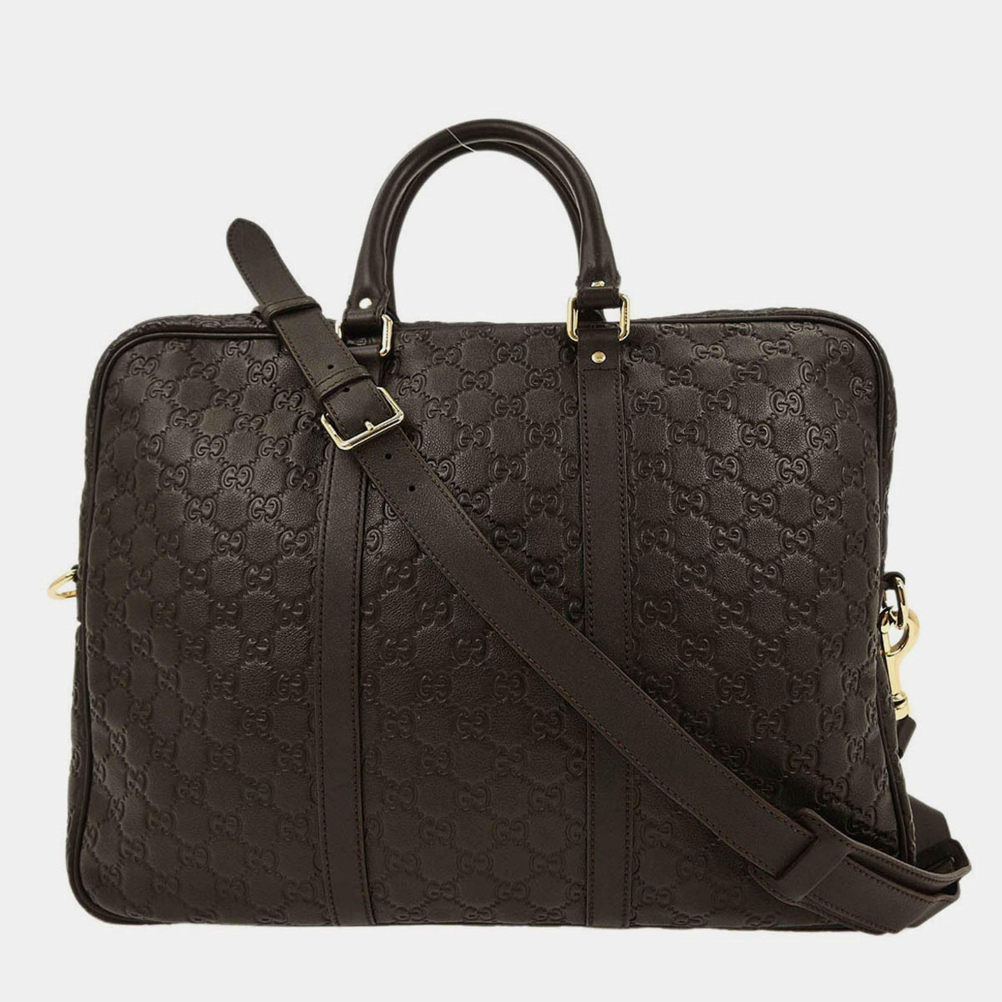 Gucci Black Guccissima GG Diamante Briefcase Handbag Gucci TLC US