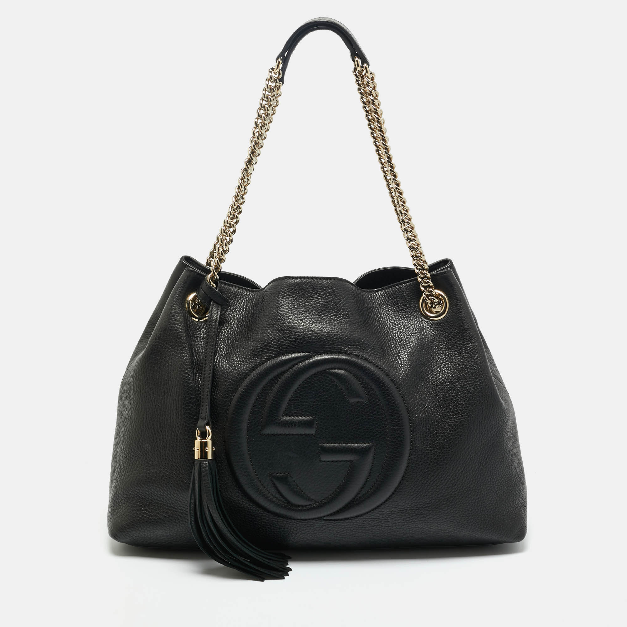 Pre Owned Gucci Black Leather Medium Soho Chain Shoulder Bag