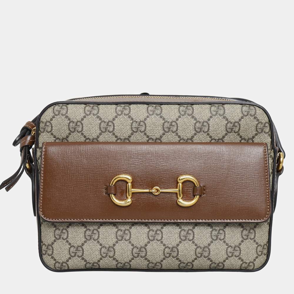Pre Owned Gucci Small GG Supreme Horsebit 1955 Shoulder Bag