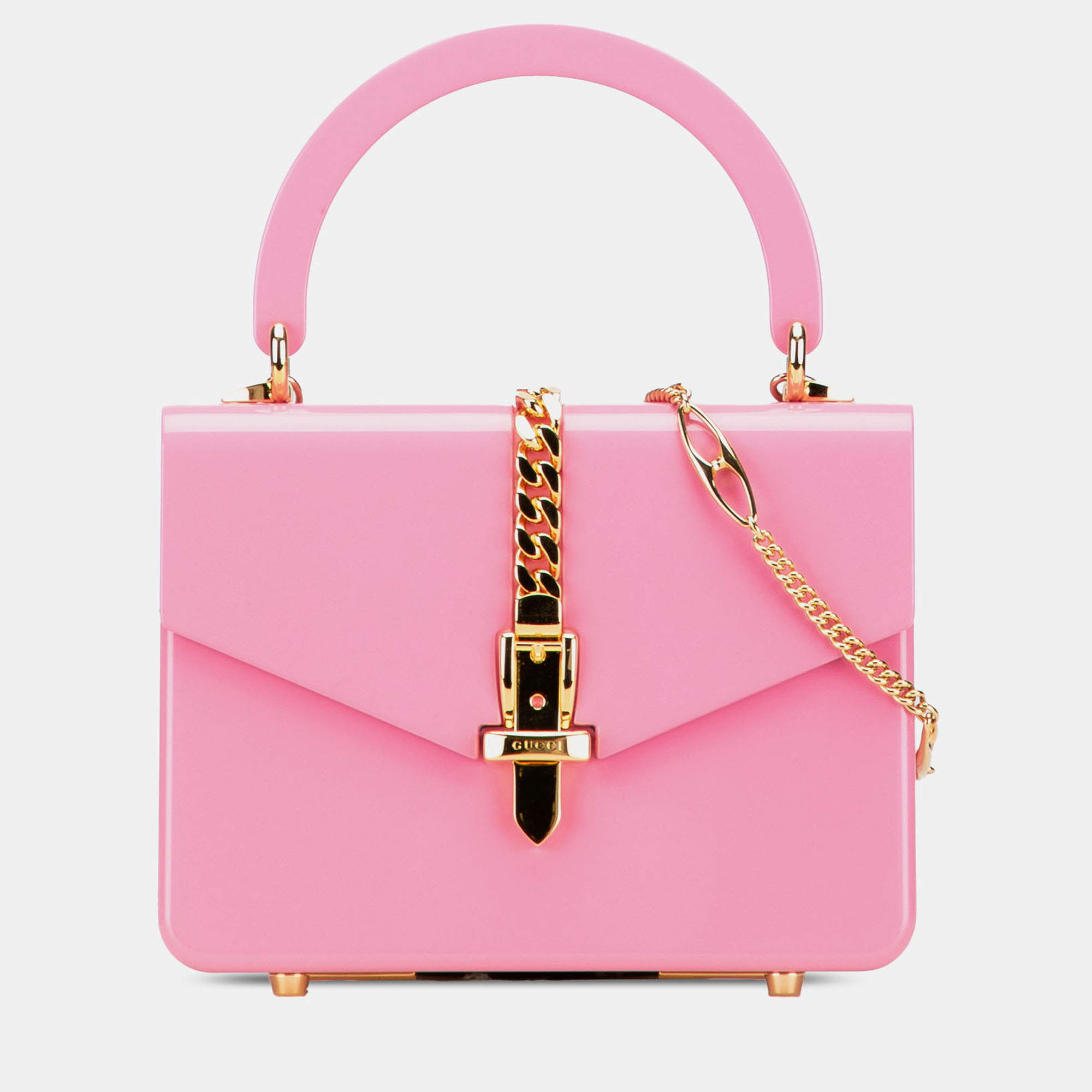 مملوكة مسبقًا Gucci Pink Mini Acrylic Sylvie 1969 Top Handle Bag