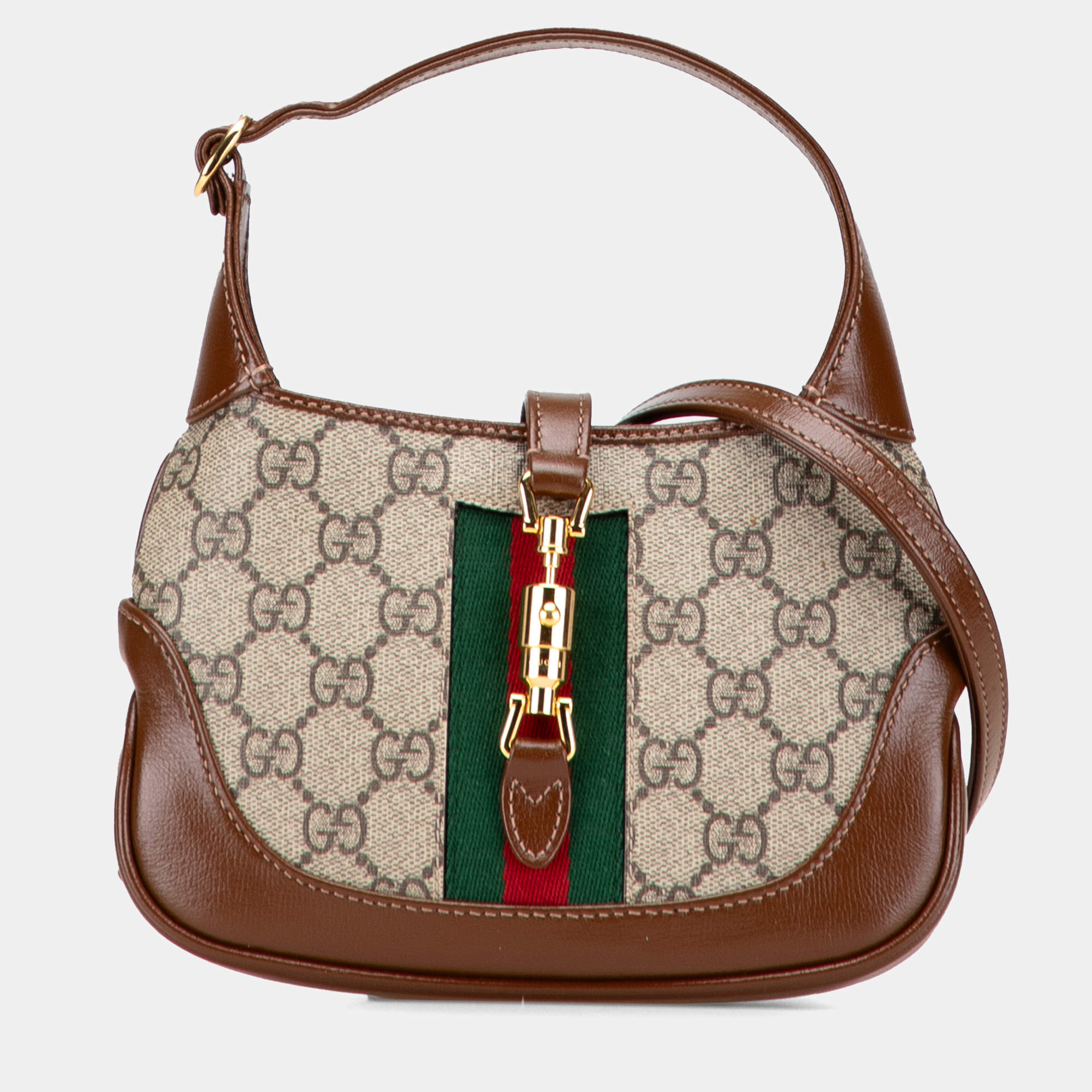 Pre Owned Gucci Brown Mini GG Supreme Web Jackie 1961 Crossbody