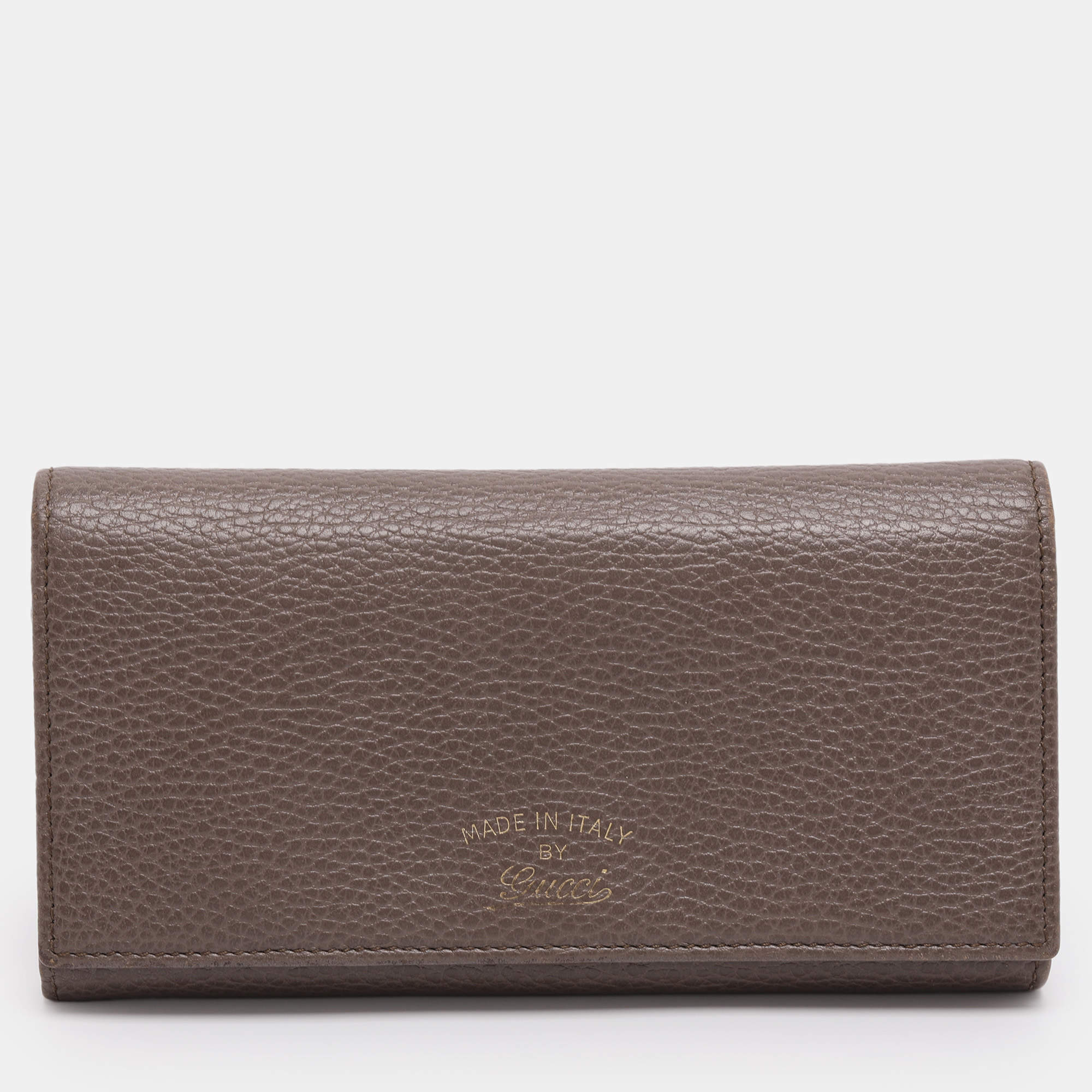 Pre Owned Gucci Taupe Leather Swing Continental Wallet