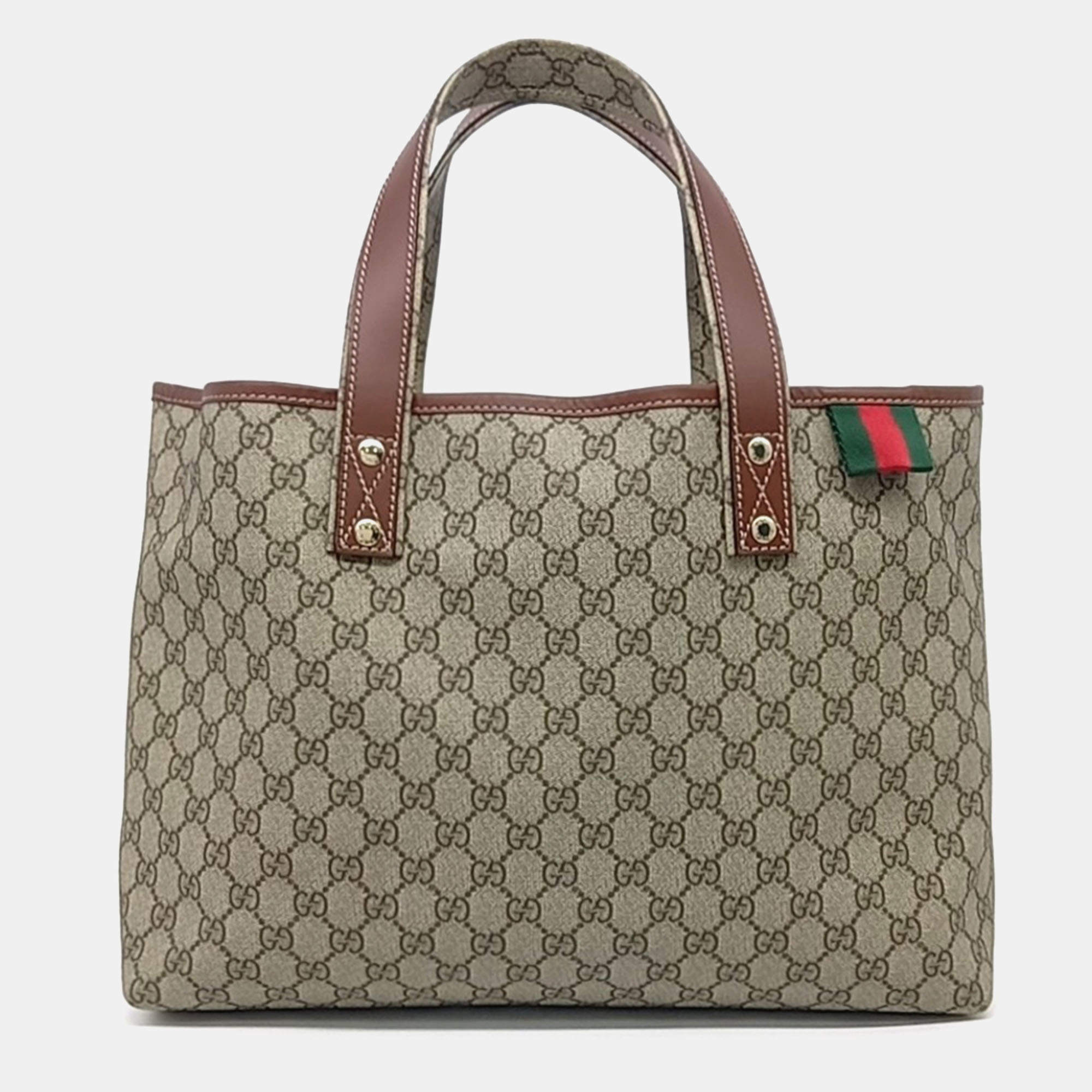 Pre Owned Gucci Beige Coated canvas Tote Bag