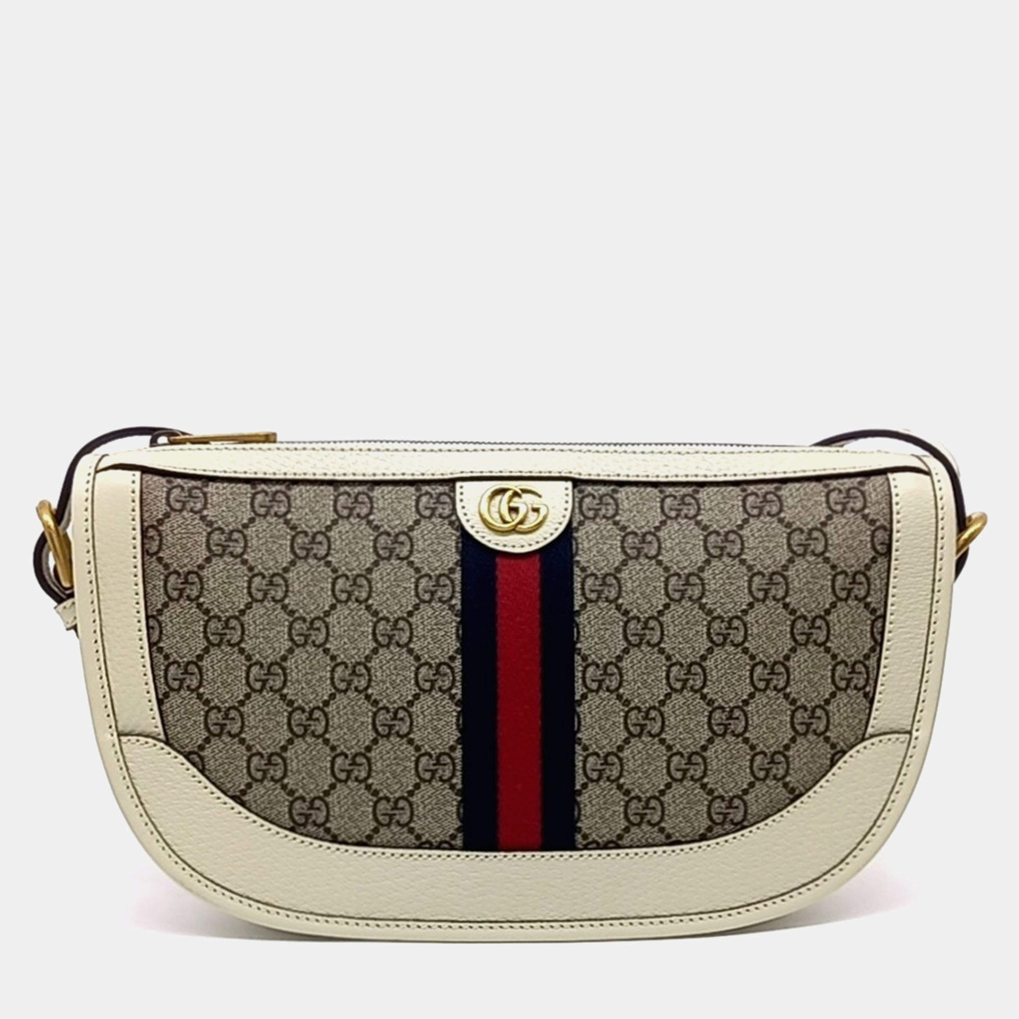 Pre Owned Gucci Beige Cream PVC Ophidia Supreme Shoulder Bag