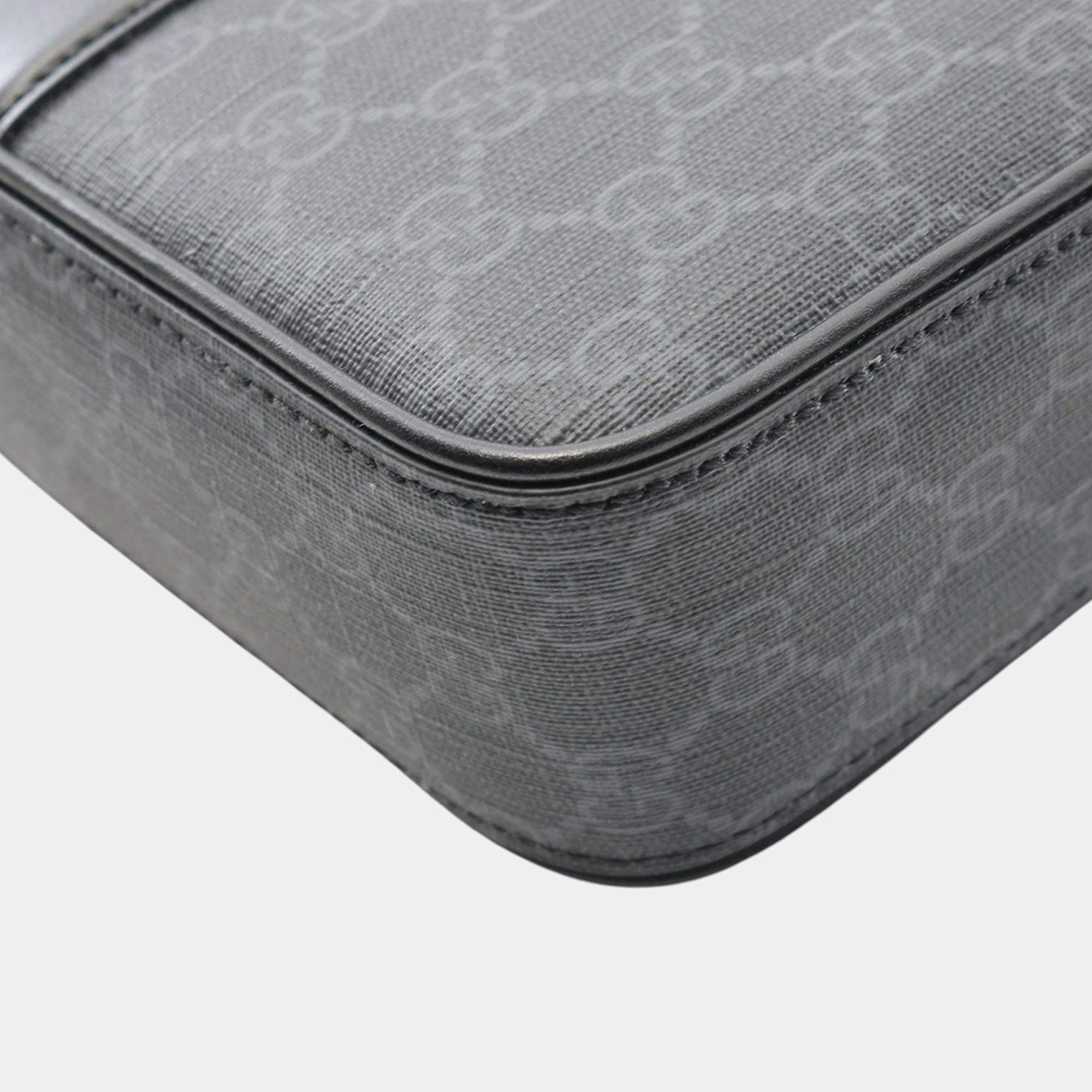 Pre Owned Gucci Black Large GG Supreme Web Tote