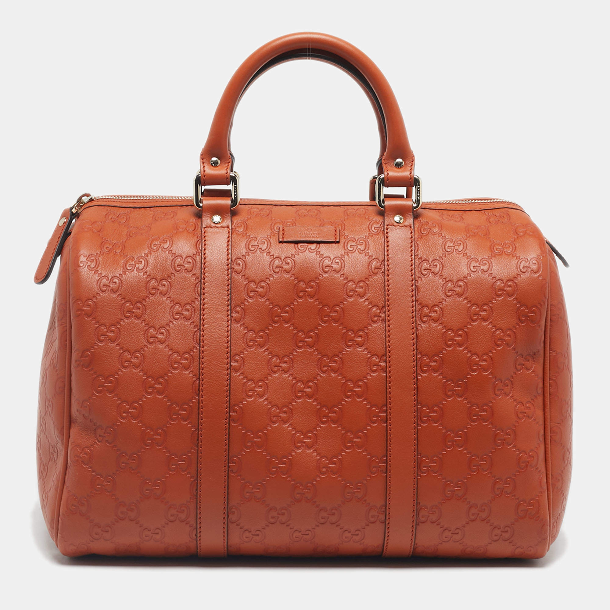 Pre Owned Gucci Orange Guccissima Leather Medium Joy Boston Bag
