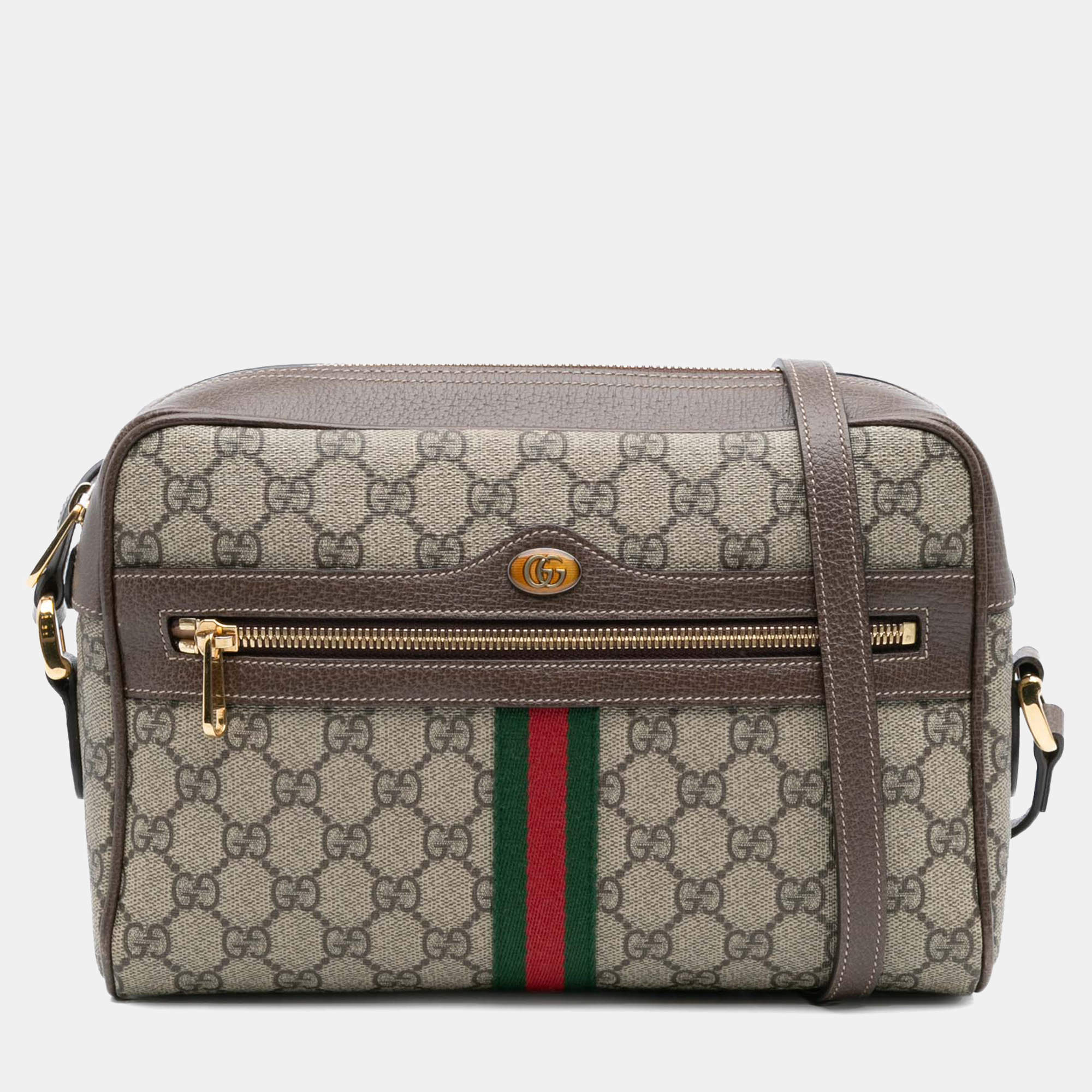 Pre Owned Gucci Brown GG Supreme Ophidia Crossbody