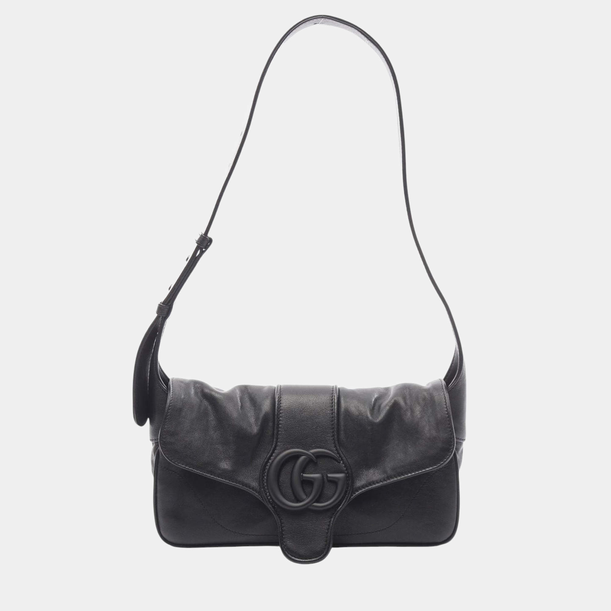 Pre Owned Gucci Black Small Goatskin Aphrodite Shoulder Bag