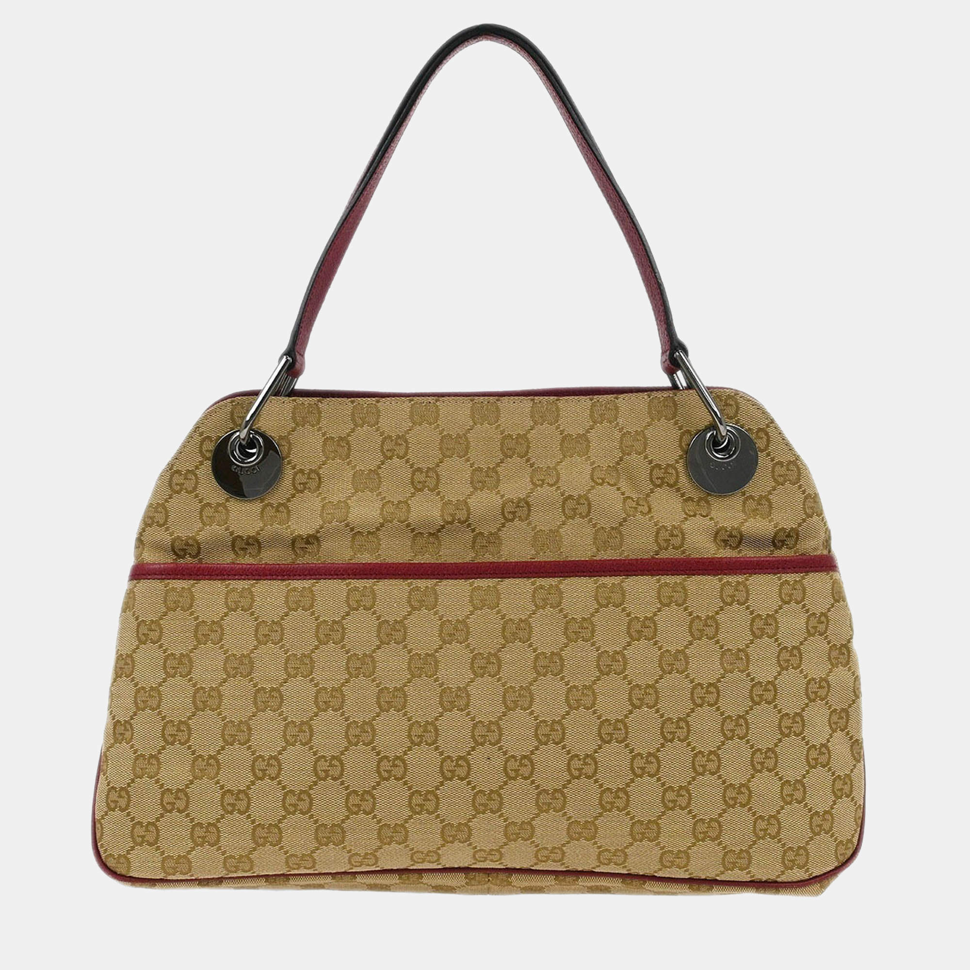 Pre Owned Gucci Beige Canvas GG Hobo Handbag