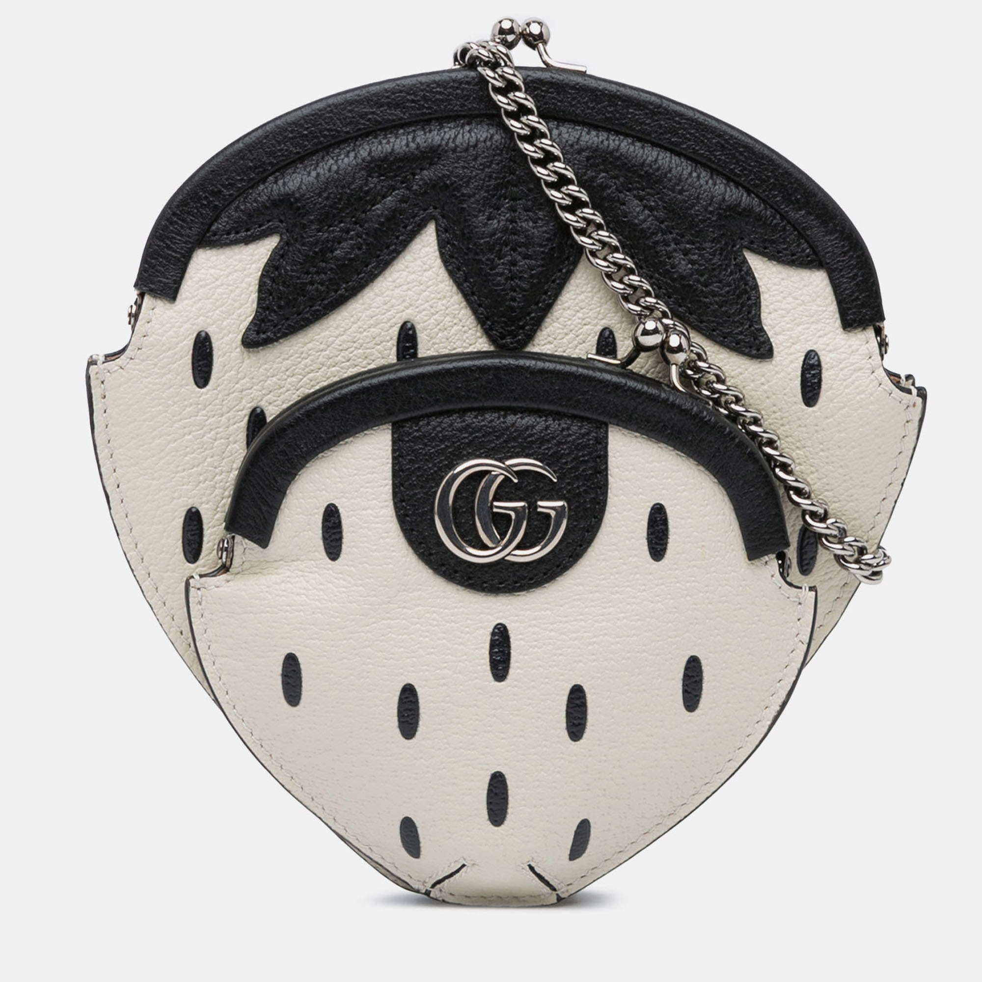 Pre Owned Gucci White Leather Fruittini Strawberry Crossbody
