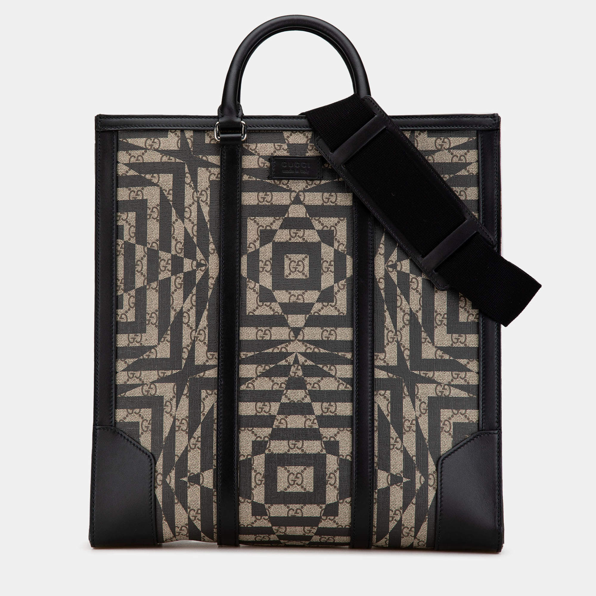Pre Owned Gucci Brown GG Supreme Caleido Vertical Tote