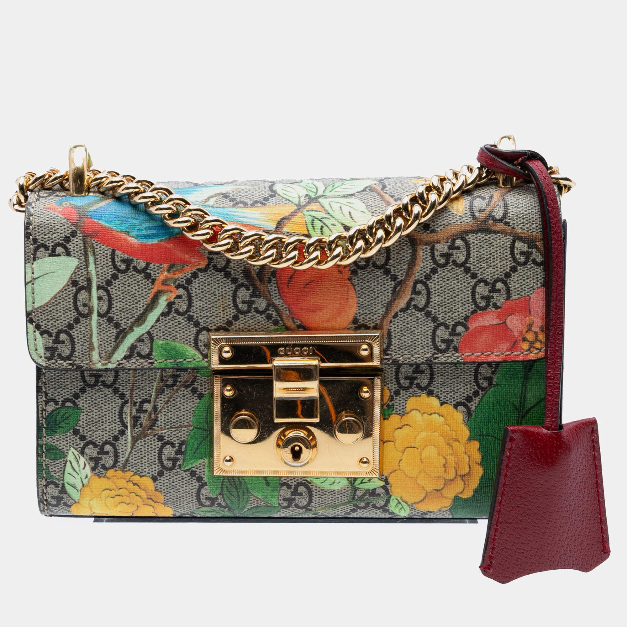 Pre Owned Gucci Multicolor Small GG Supreme Tian Padlock Crossbody