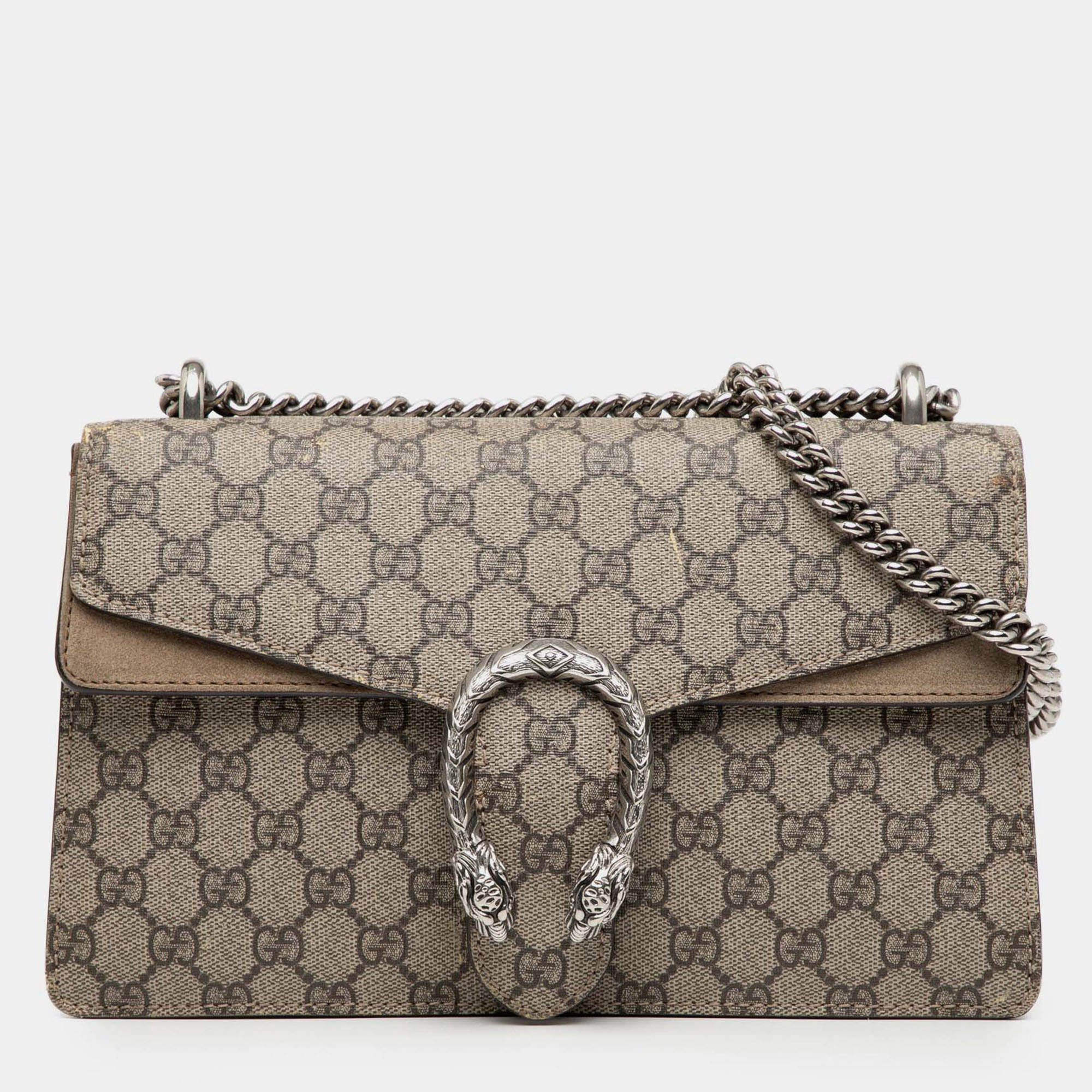 Pre Owned Gucci Brown Medium GG Supreme Dionysus Shoulder Bag