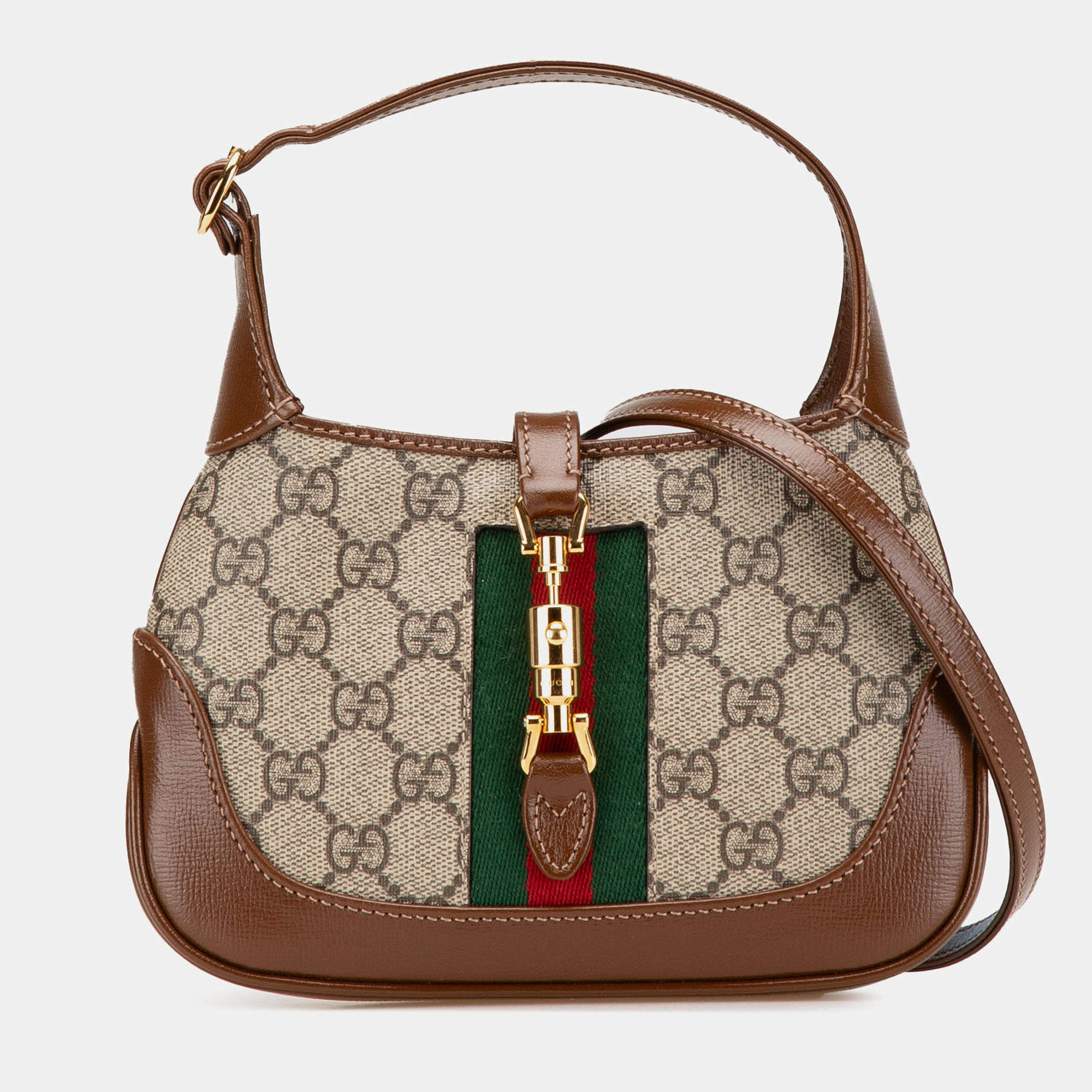 Pre Owned Gucci Beige/Brown Mini GG Supreme Web Jackie 1961 Crossbody