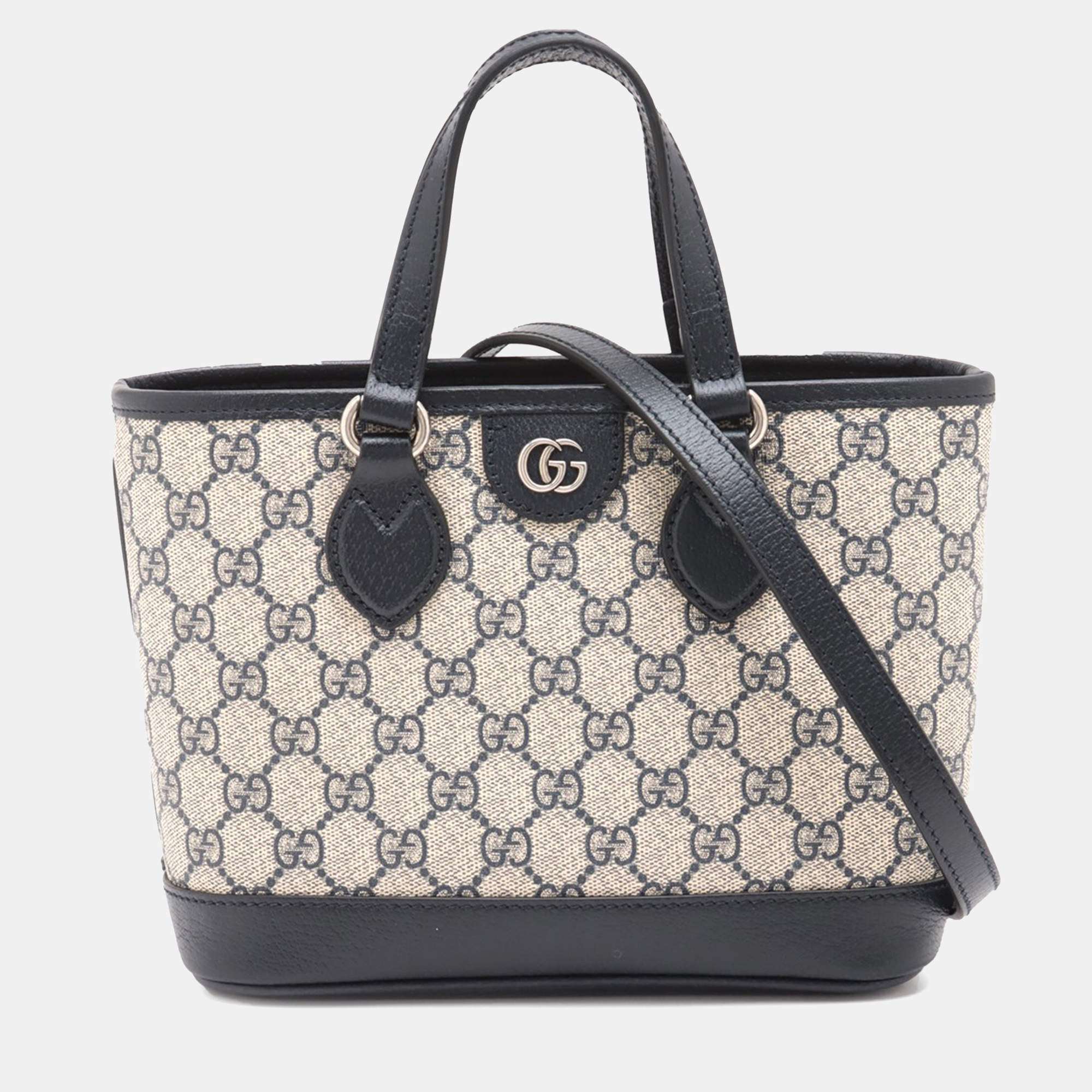 Pre Owned Gucci Beige Brown Mini GG Supreme Ophidia Tote