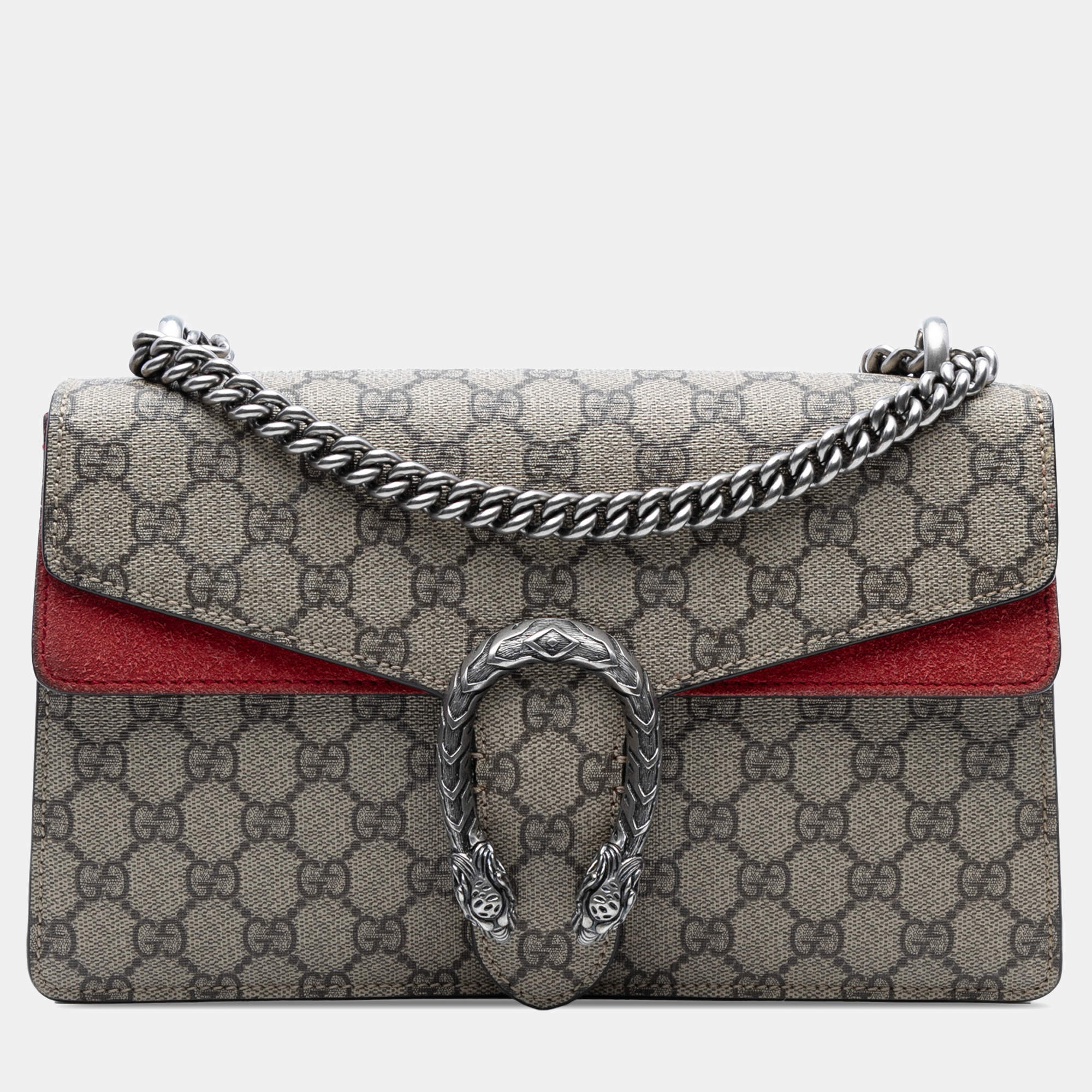 Pre Owned Gucci Beige Brown Medium GG Supreme Dionysus Shoulder Bag