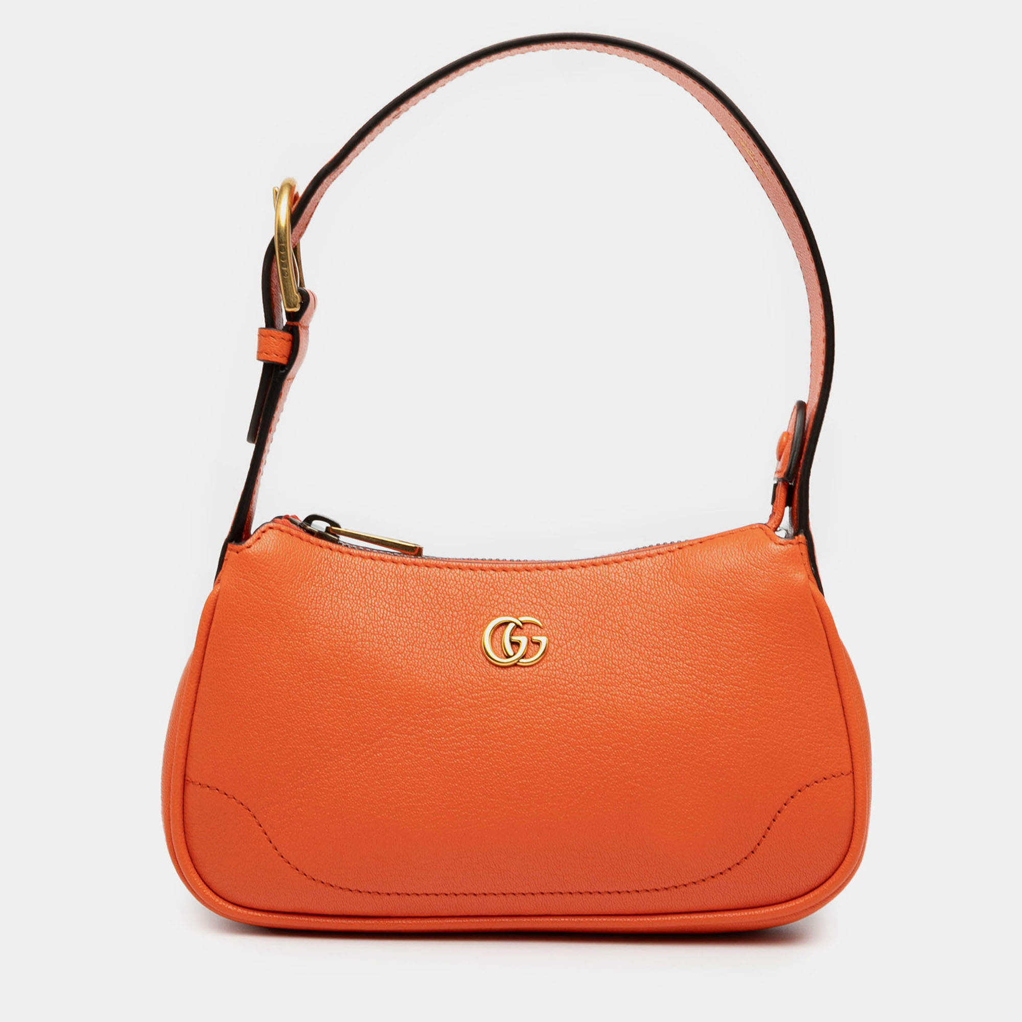 Pre Owned Gucci Orange Mini Leather Aphrodite Shoulder Bag