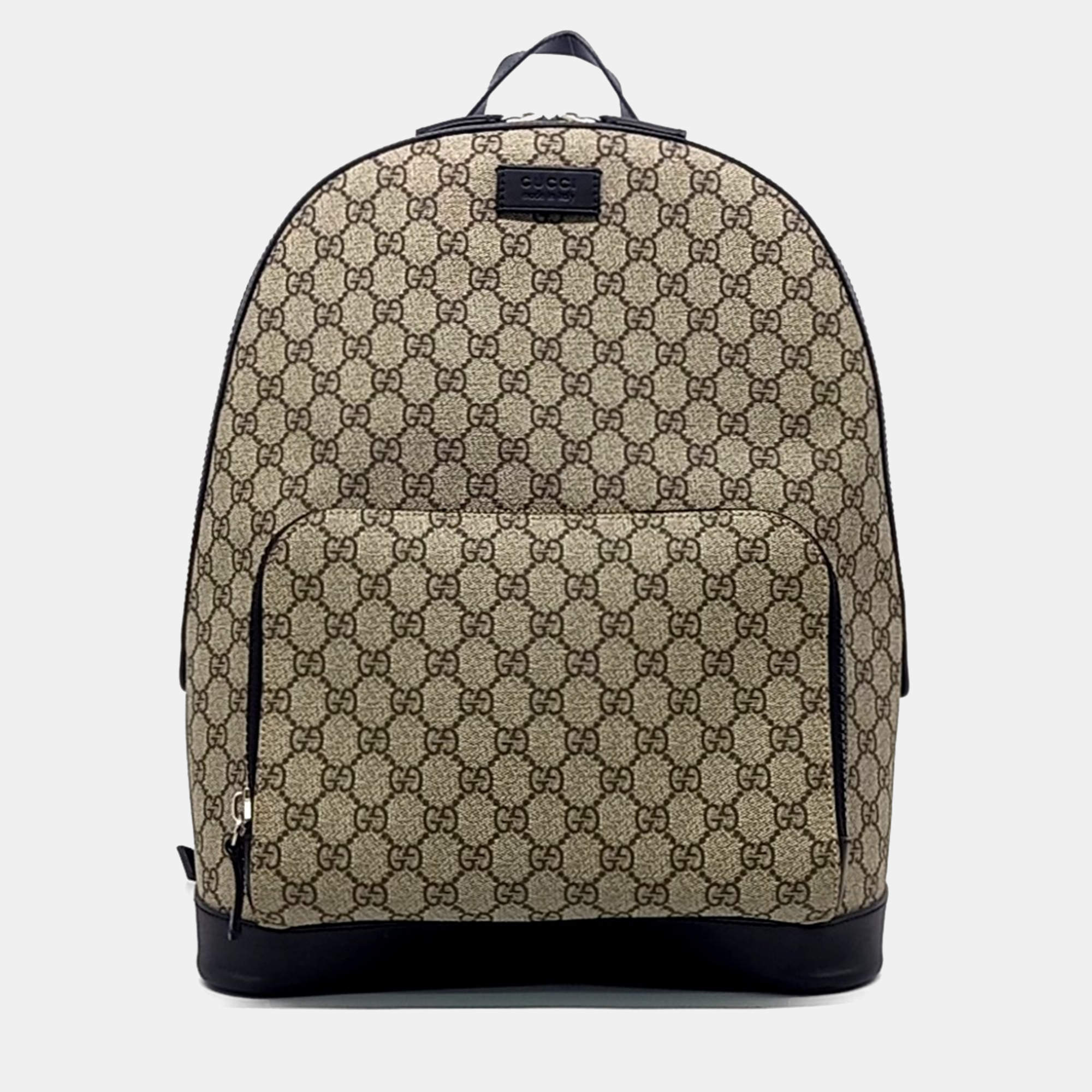 Pre Owned Gucci Beige PVC Coated PVC Backpack