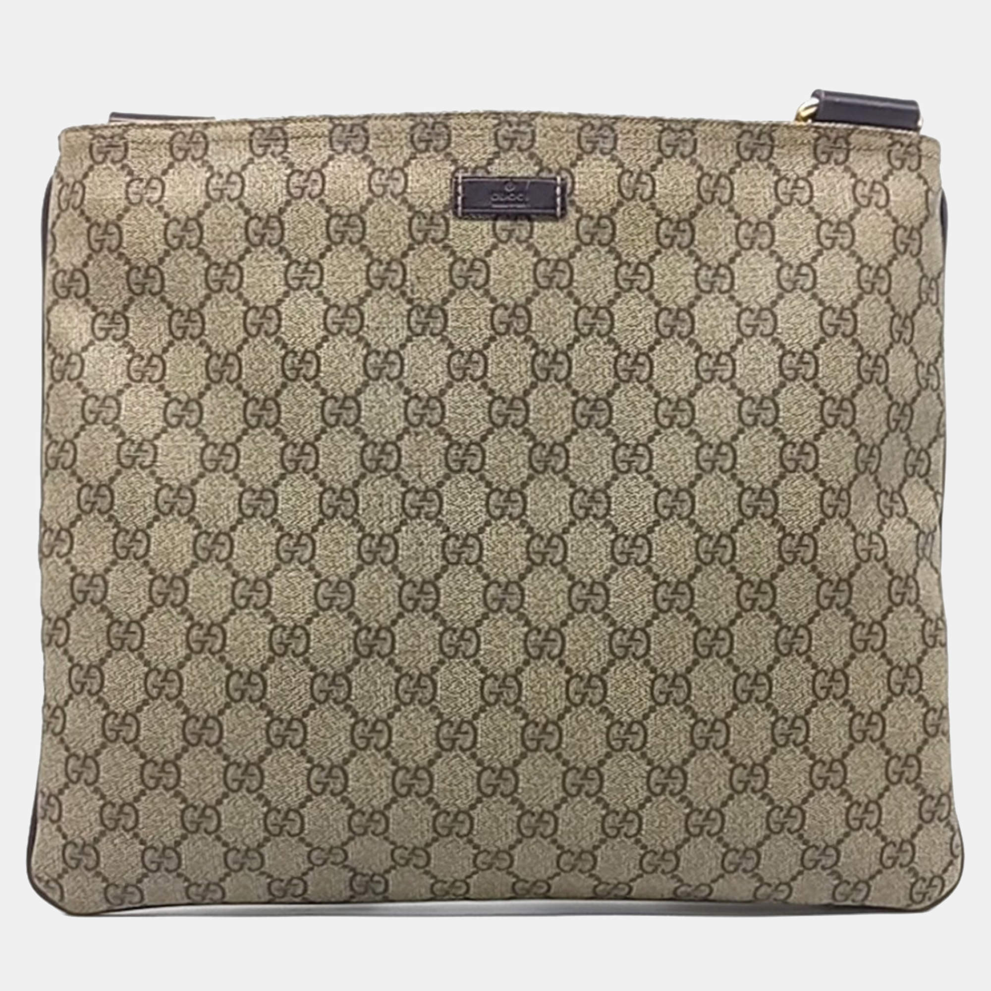 Pre Owned Gucci Beige Coated Canvas Coated Canvas Crossbody Bag