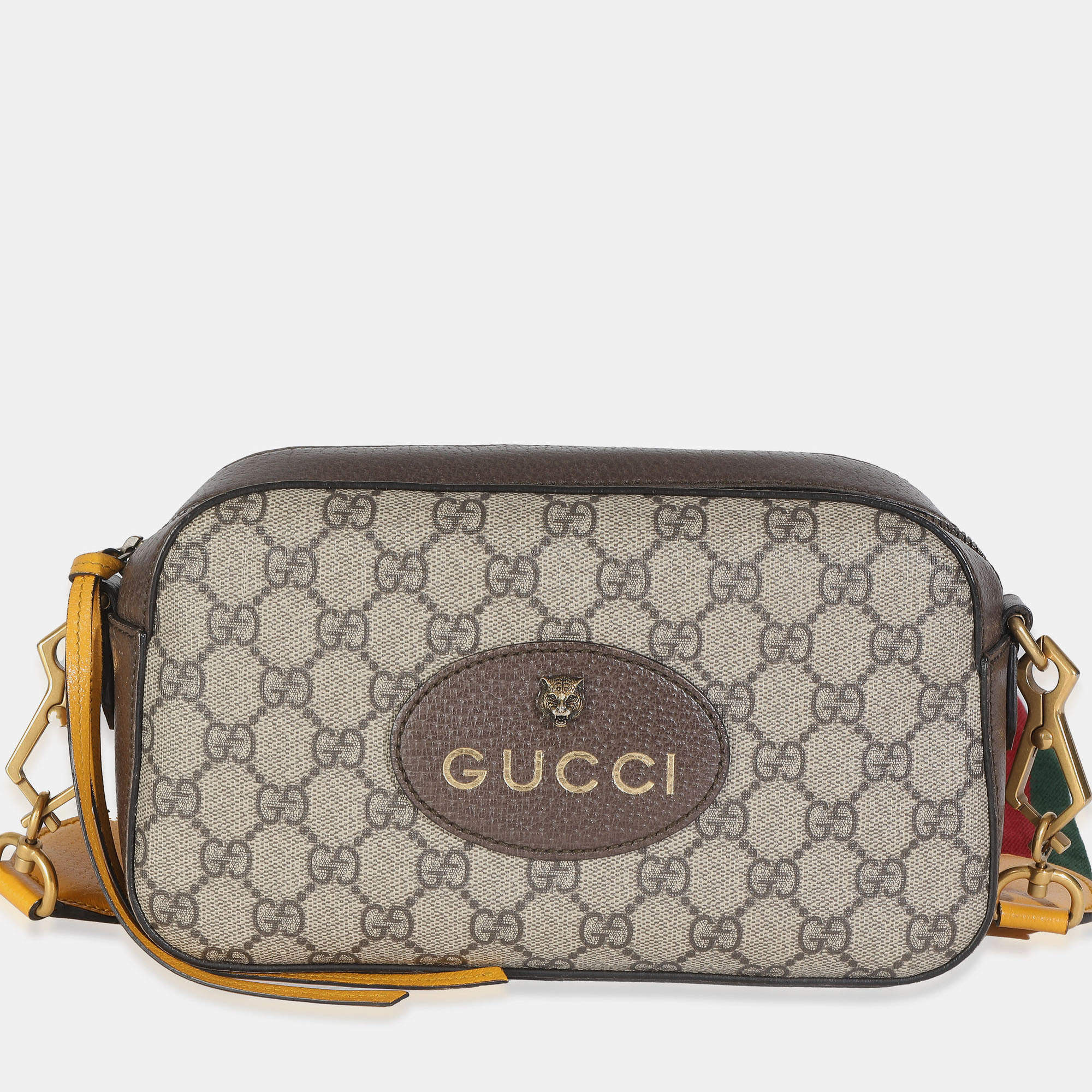 Pre Owned Gucci Beige GG Supreme Monogram Web Neo Vintage Shoulder Bag