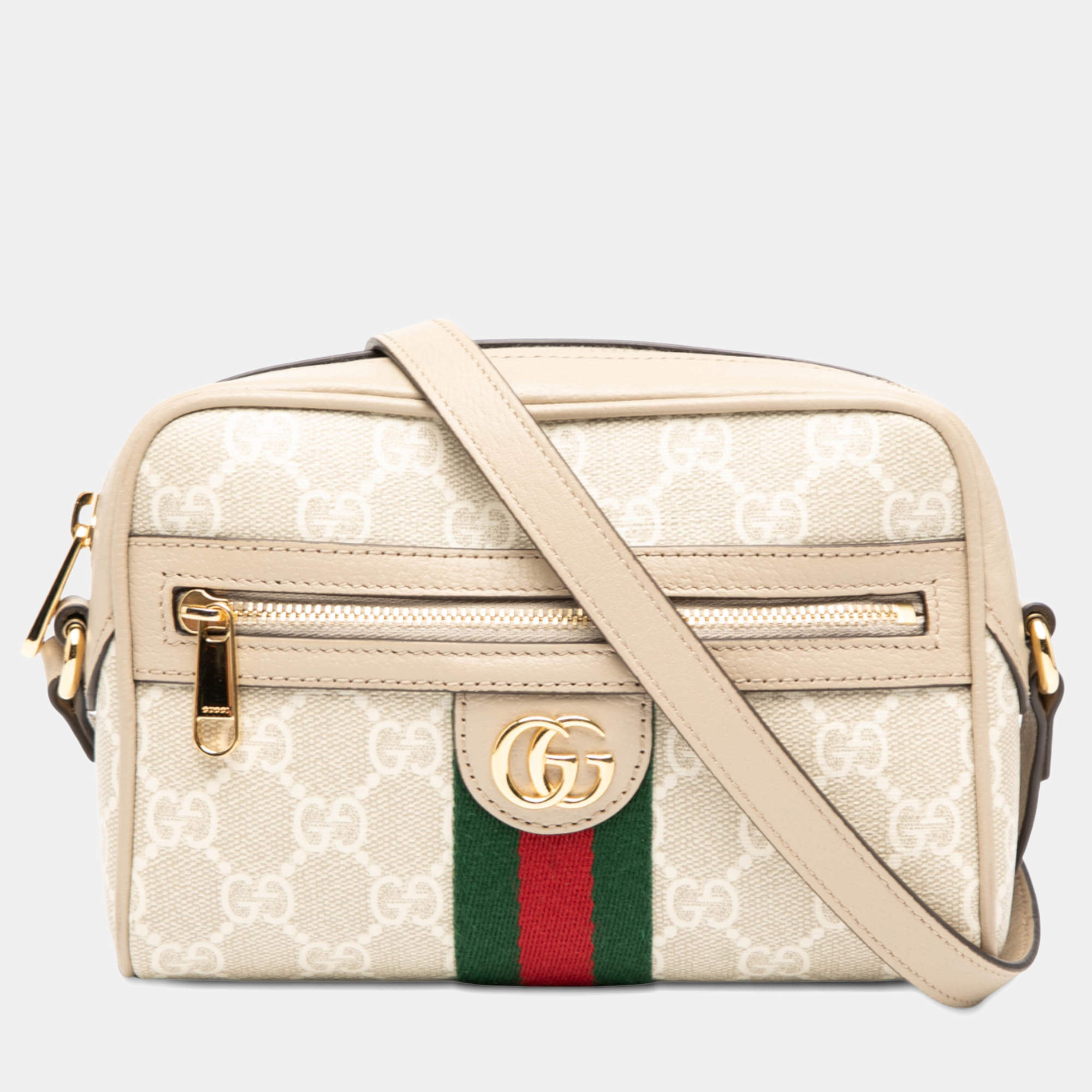 Pre Owned Gucci Brown Mini GG Supreme Web Ophidia Crossbody