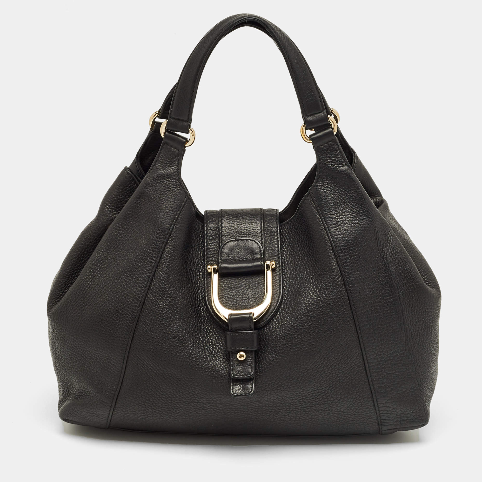 Pre Owned Gucci Black Leather Greenwich Shoulder Bag