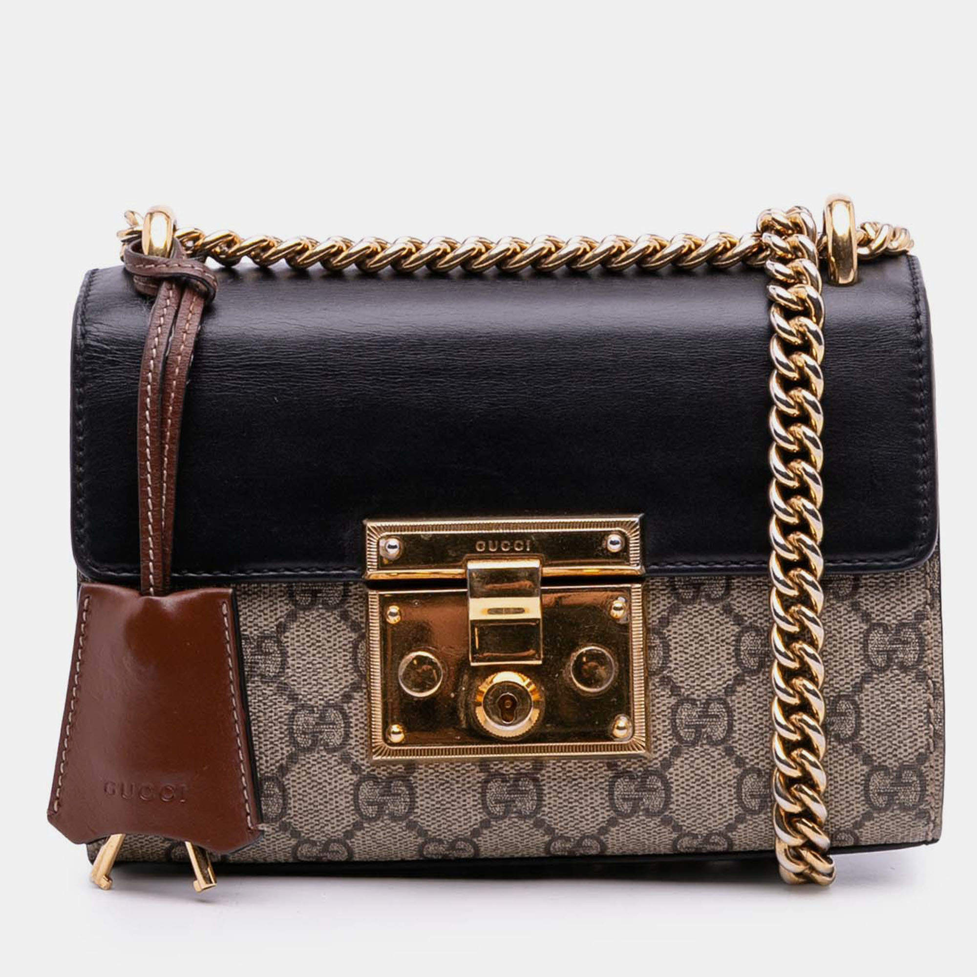 Pre Owned Gucci Small GG Supreme Padlock Crossbody