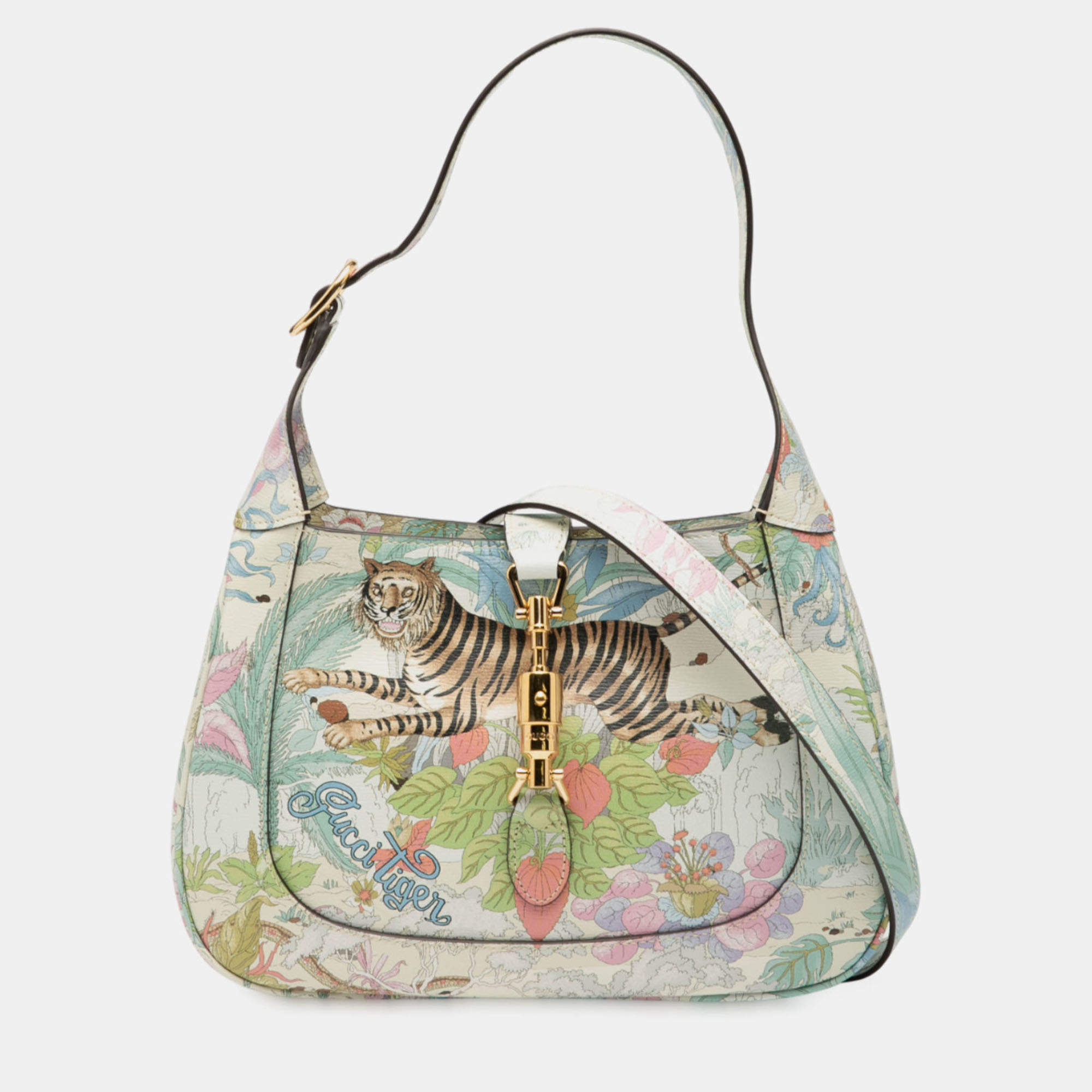 Pre Owned Gucci Blue Small Calfskin Tiger Jackie 1961 Crossbody
